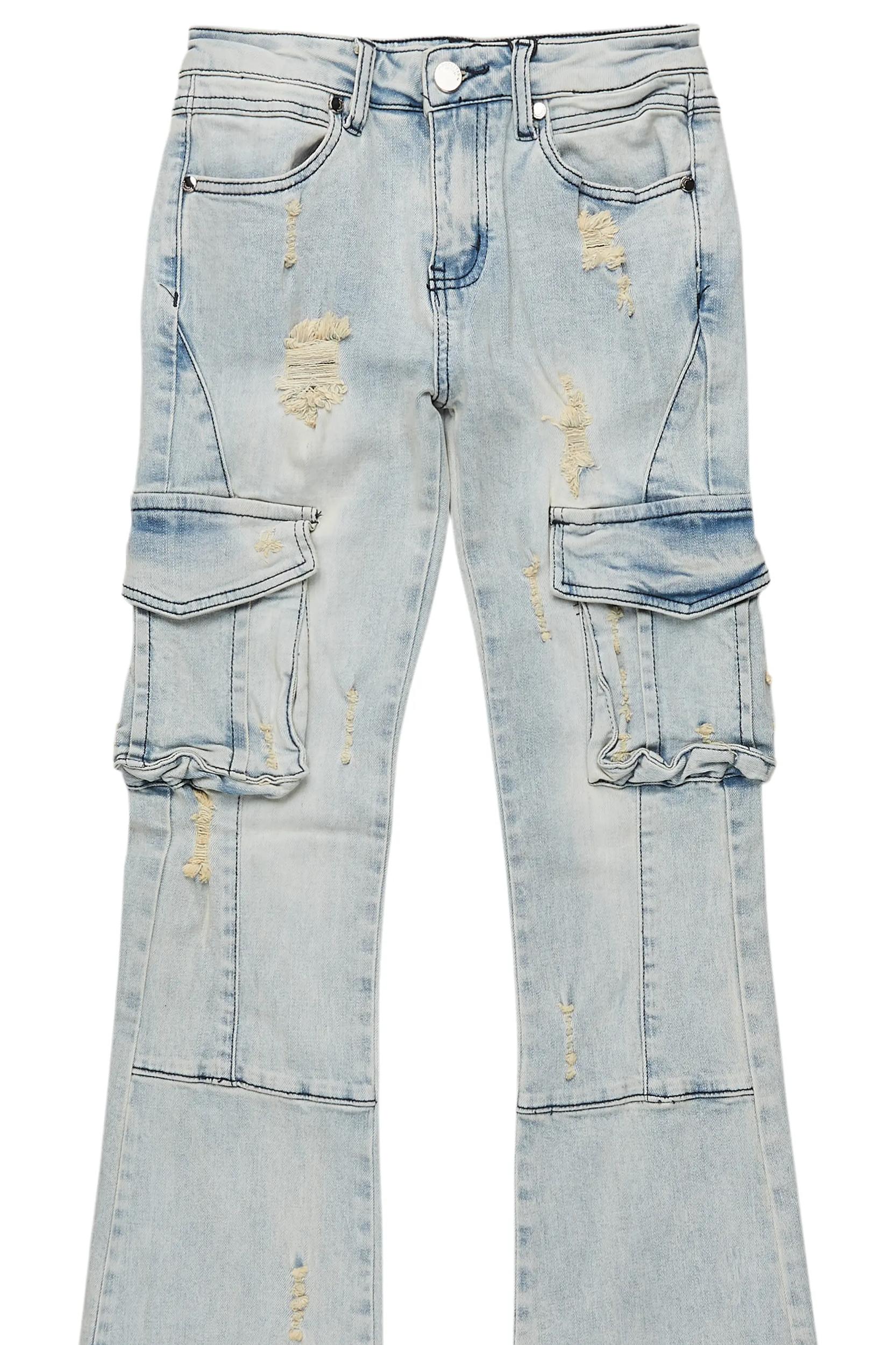 Boys Adalee Blue Stacked Flare Jean Boys Product Image