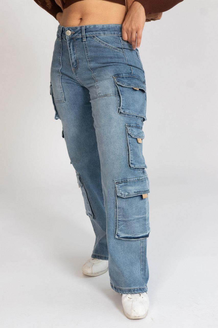 Mid Rise Cargo Jeans Product Image