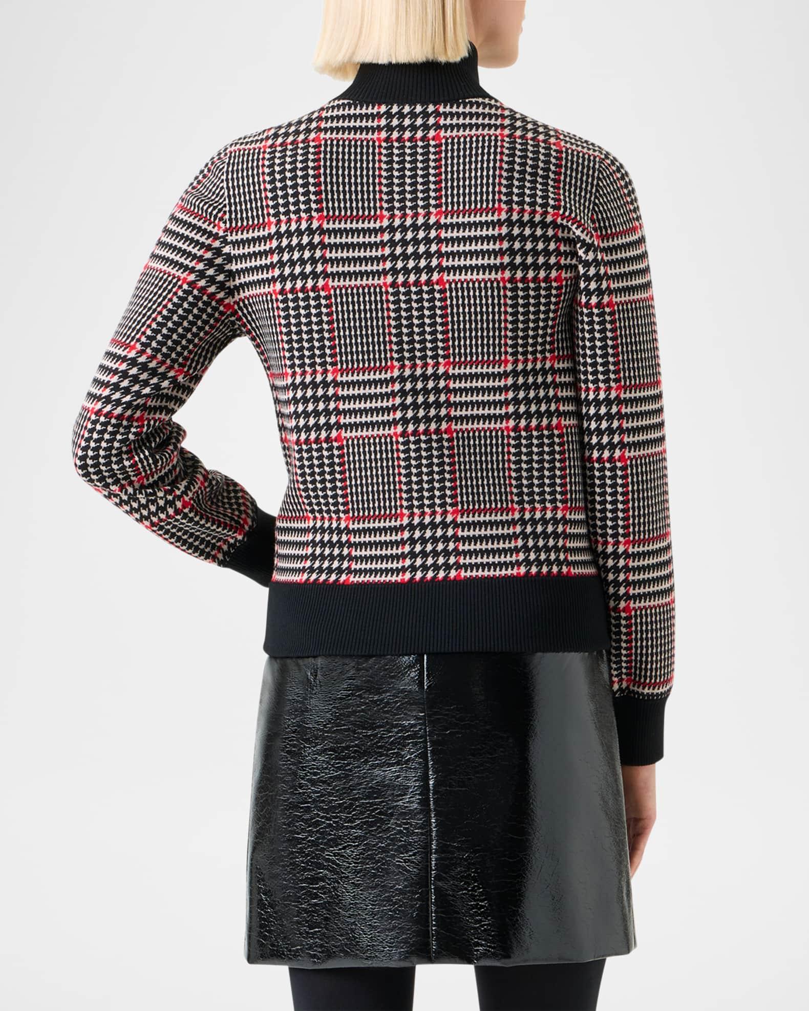 Houndstooth Check Jacquard Knit Zip Cardigan Product Image