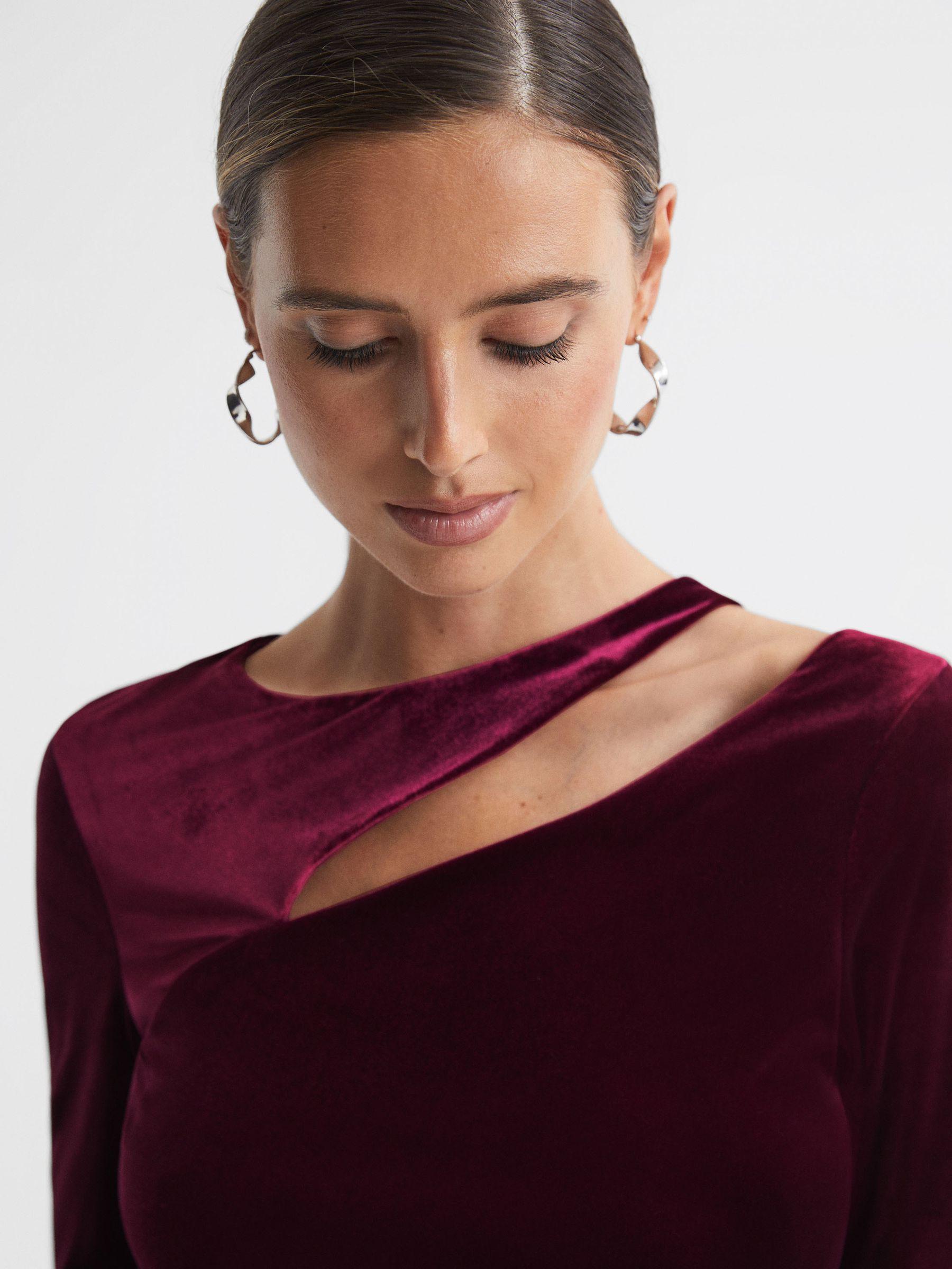 Velvet Cut-Out Top in Berry Product Image