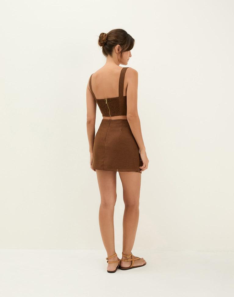 Luna Mini Skirt - Brown Product Image