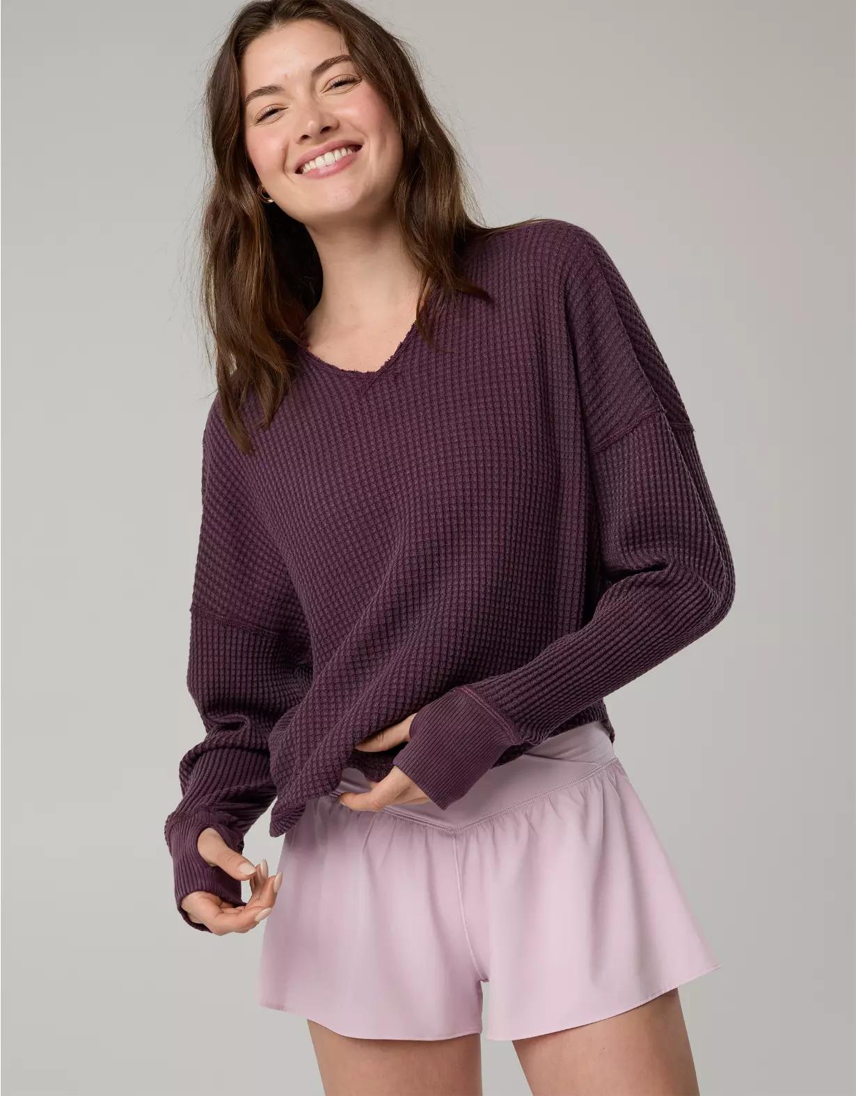 OFFLINE By Aerie Wow! Waffle Notch Neck Long Sleeve T-Shirt Product Image