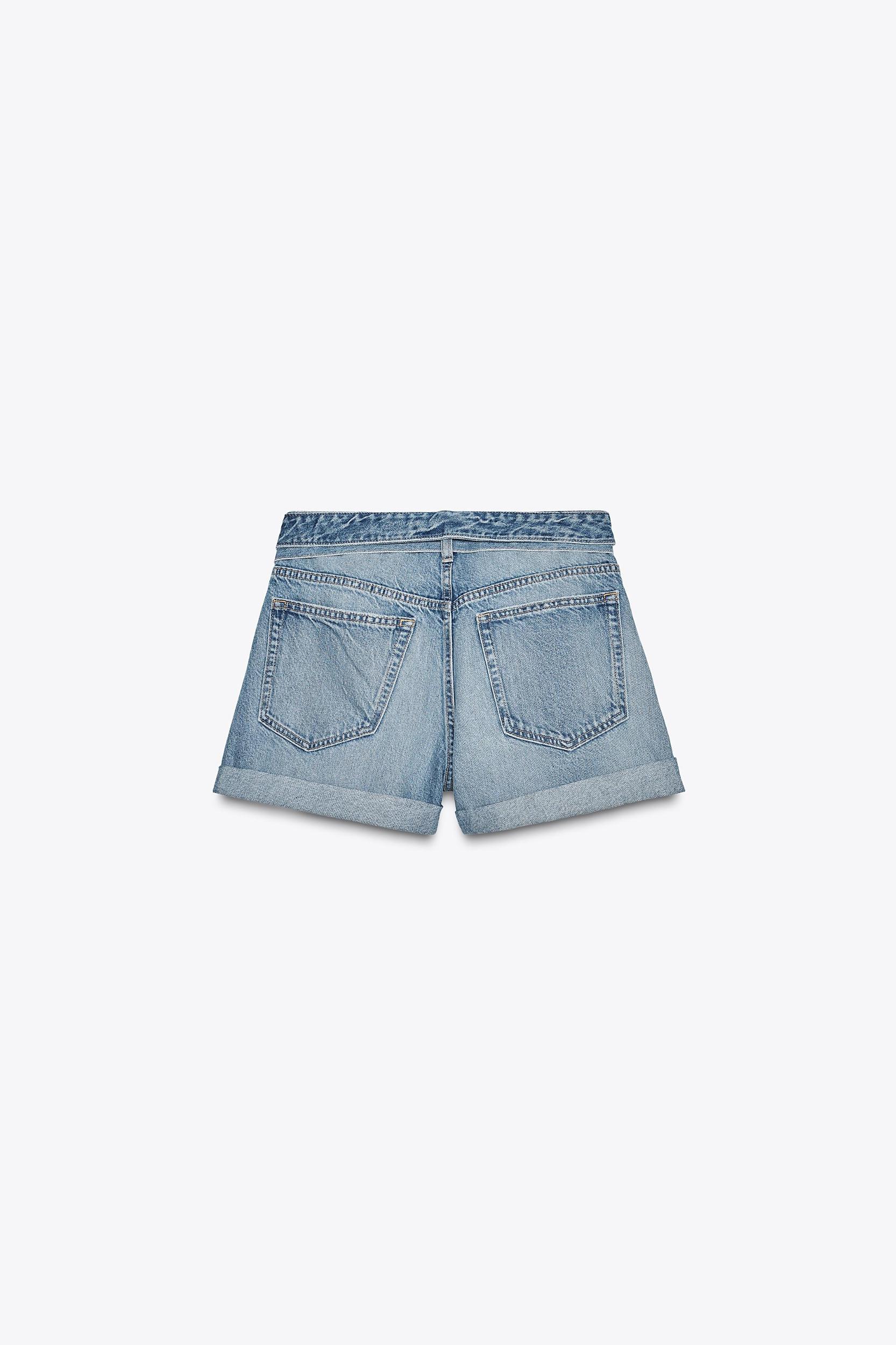 TRF DENIM BELTED SHORTS Product Image
