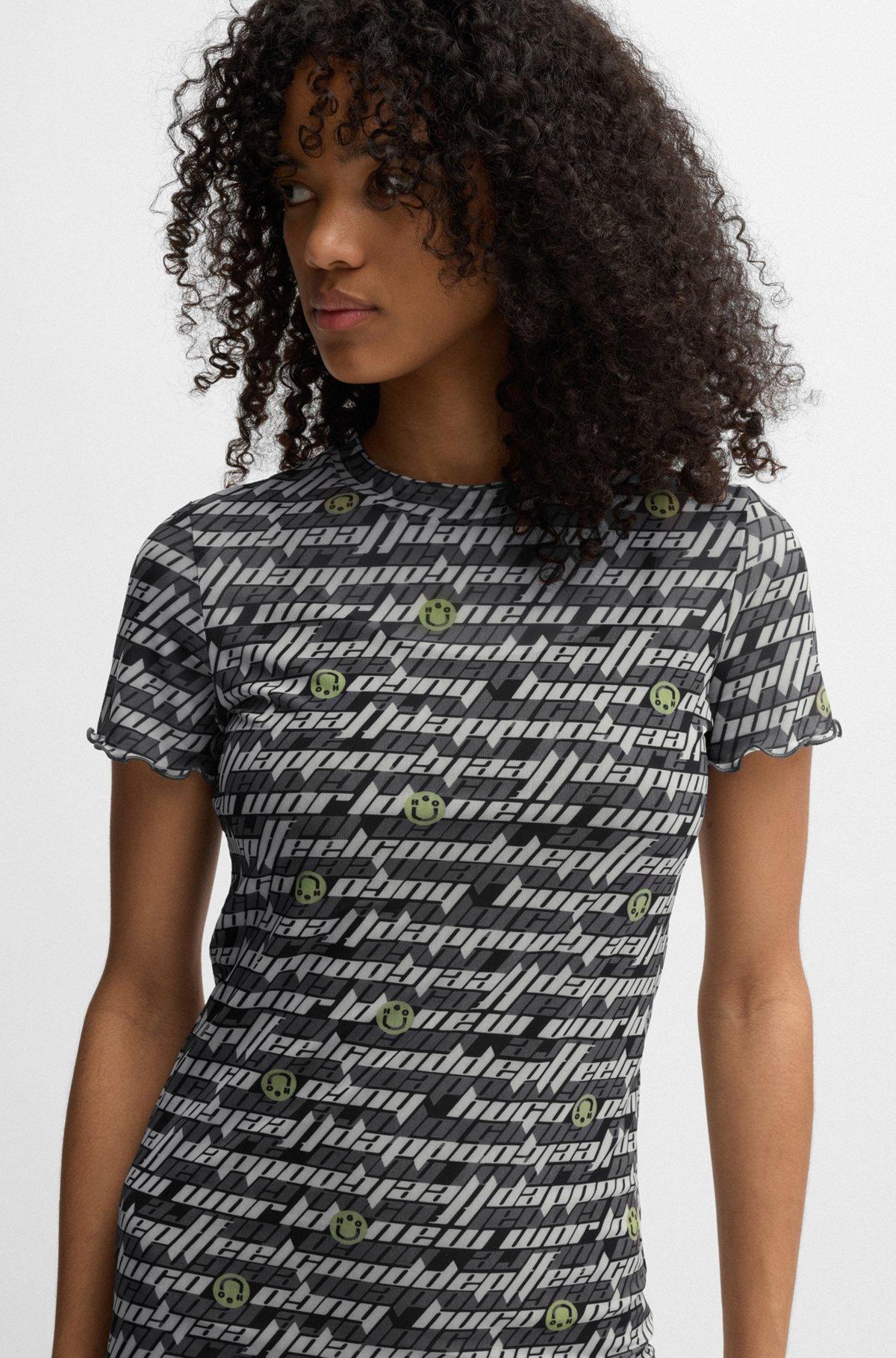 Stretch-mesh bodycon dress with digital print Product Image