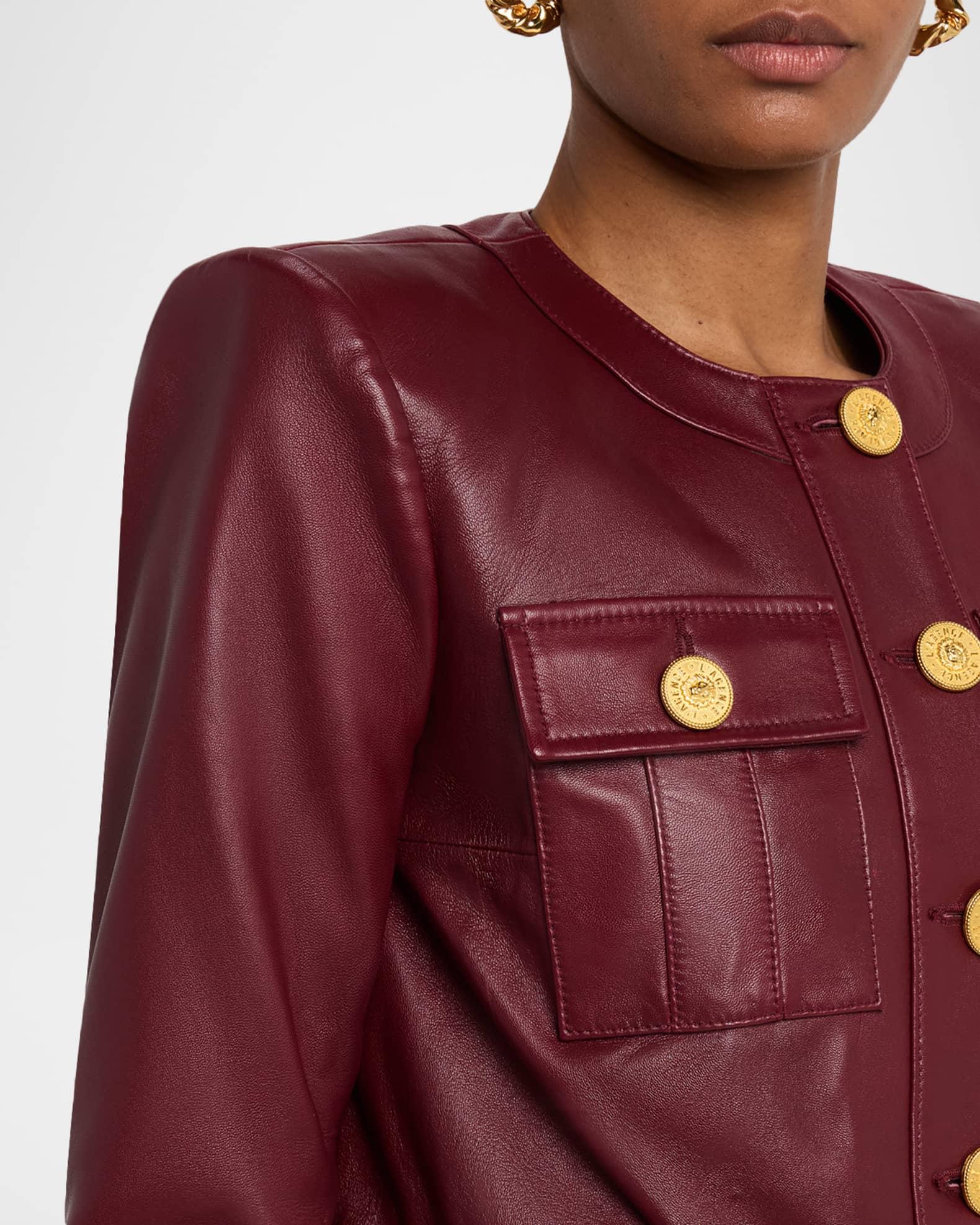 Deidra Cropped Leather Jacket Product Image