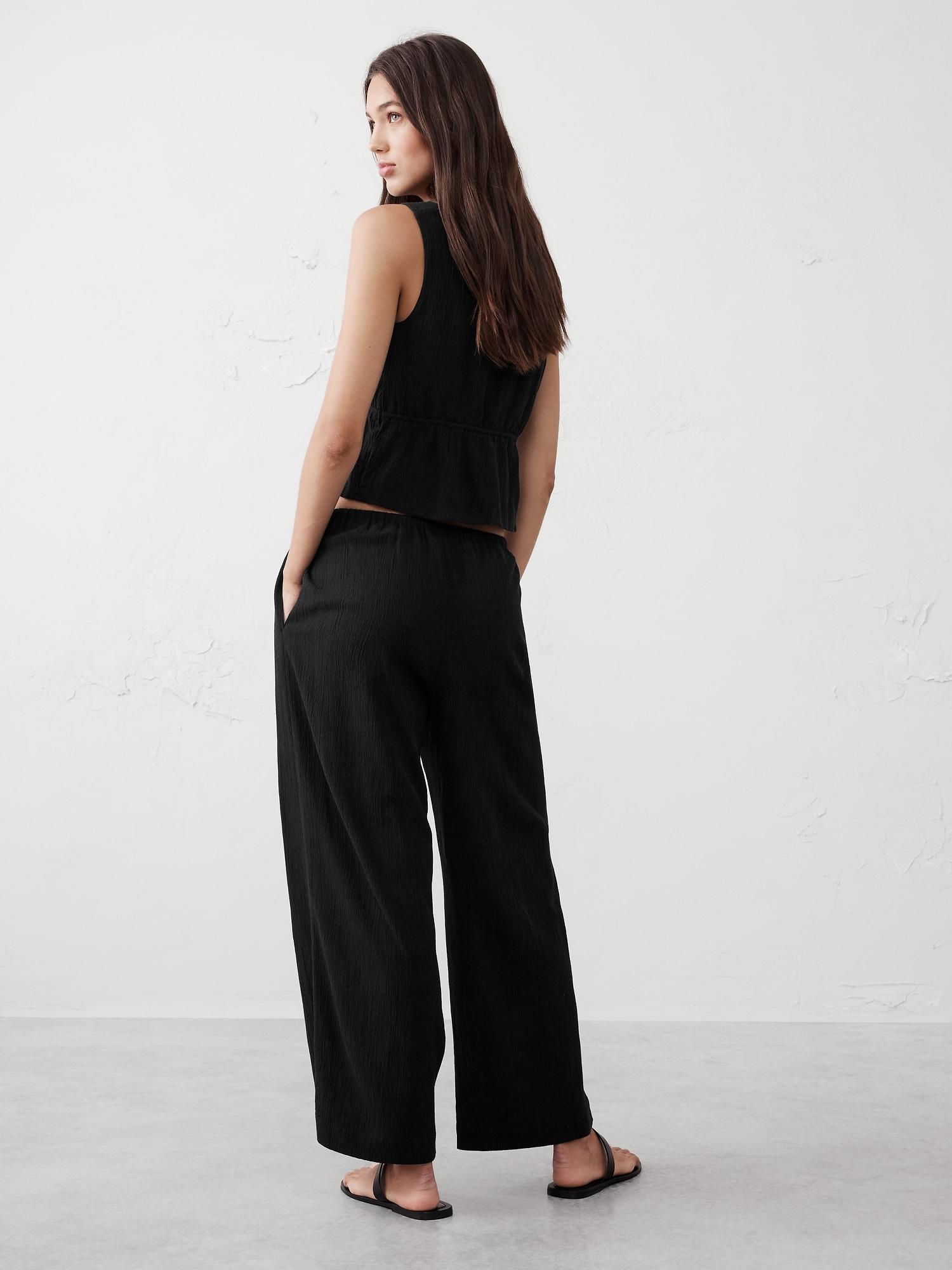 Wide-Leg Crinkle Pull-On Pant Product Image