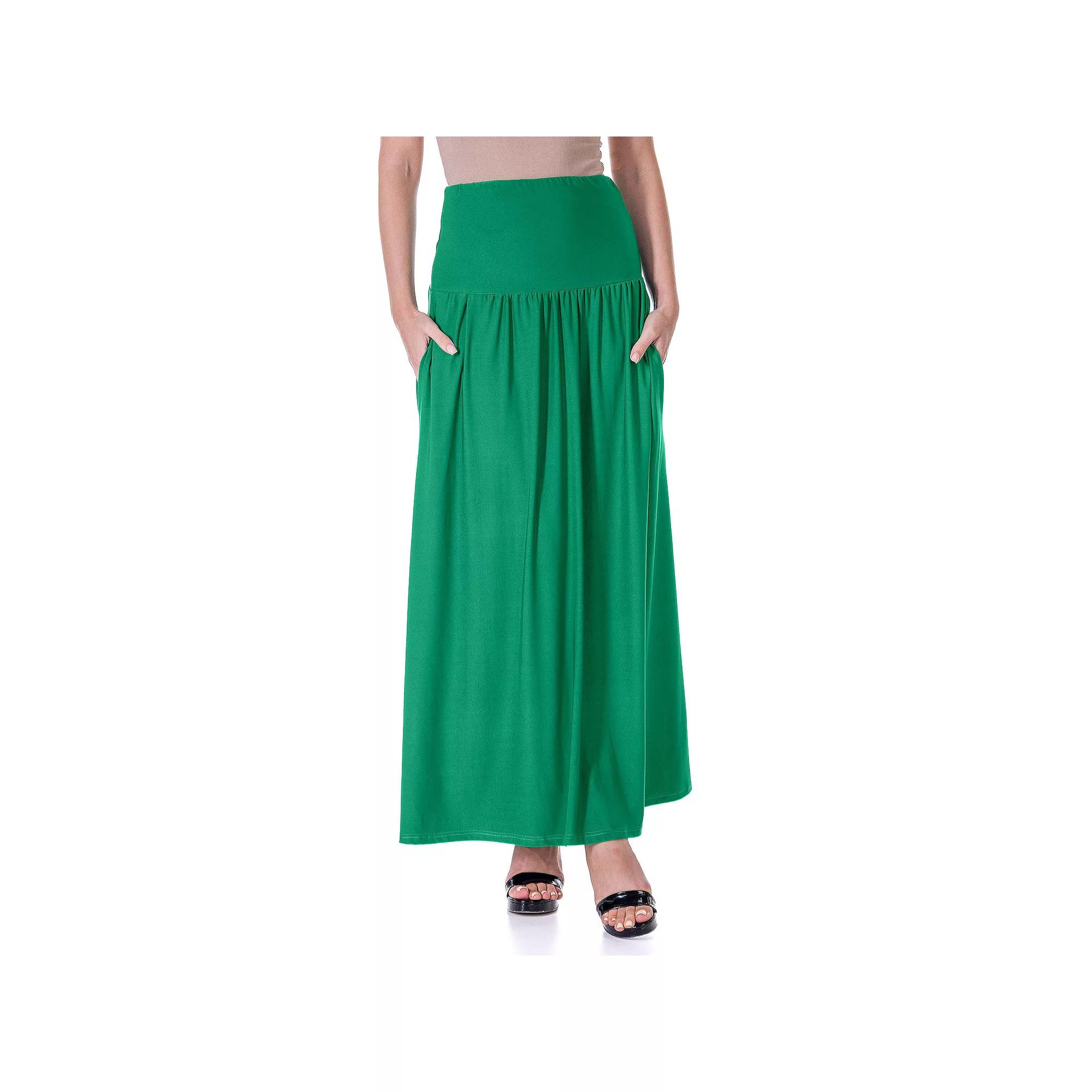 Women's 24Seven Comfort Apparel Foldover Maxi Skirt With Pockets,  Product Image