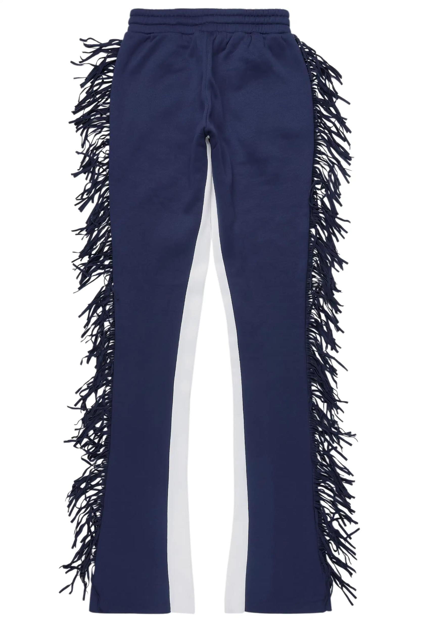 Kendra Navy Fringe Stacked Flare Track Pant Female Product Image