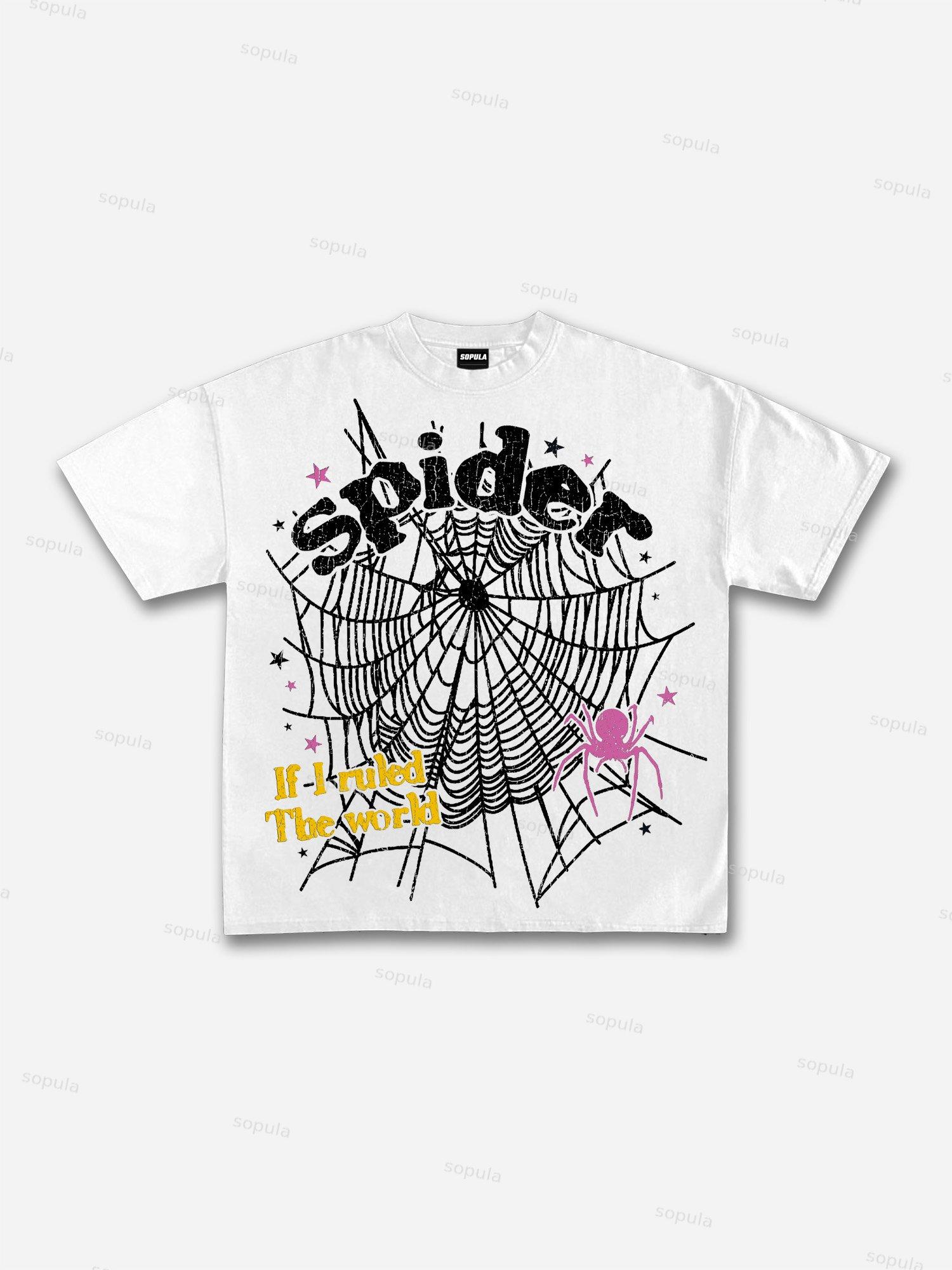 Spider Web If I Ruled The World Vintage Graphic Cotton T-shirt Product Image