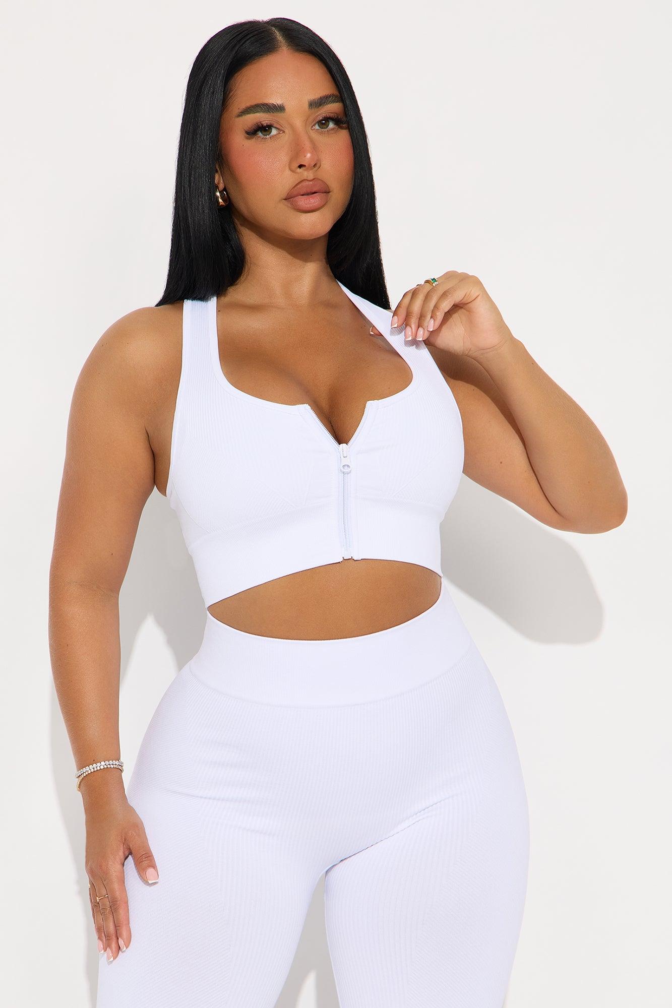 Sully Seamless Ribbed Biker Short Set - White Product Image