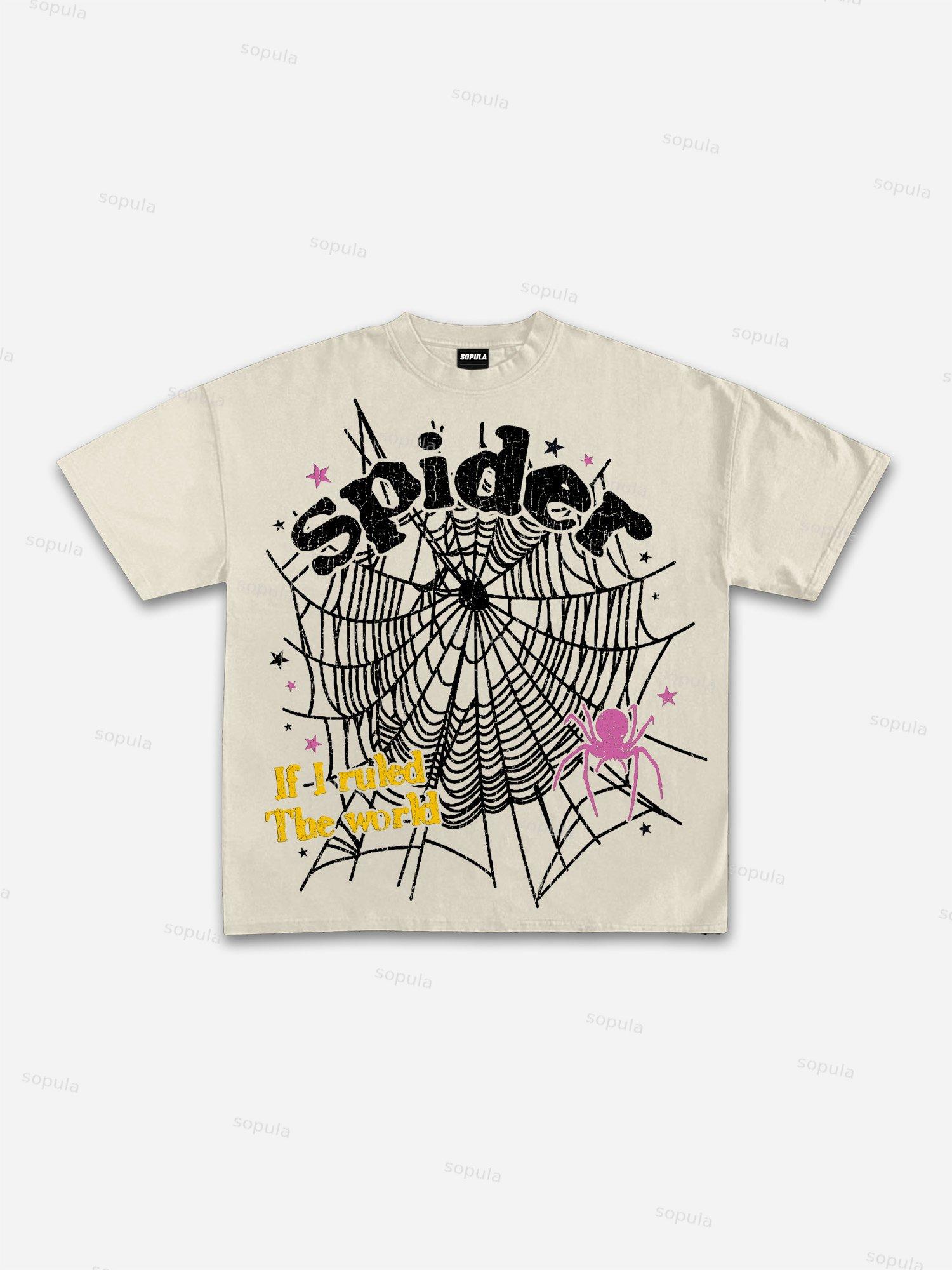 Spider Web If I Ruled The World Vintage Graphic Cotton T-shirt Product Image