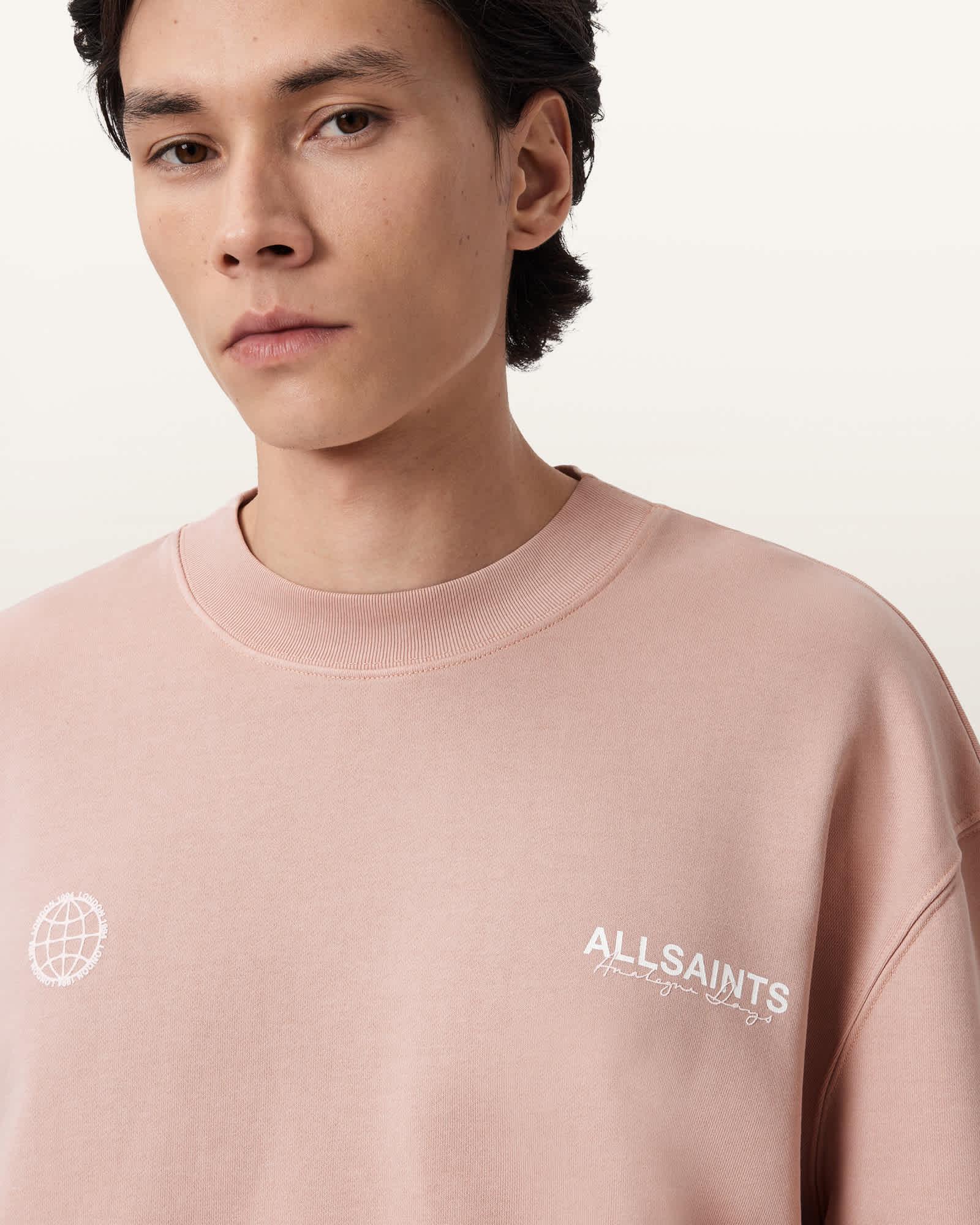 Emblem Crew Neck Cotton Sweatshirt SUNBAKED PINK | ALLSAINTS US Product Image