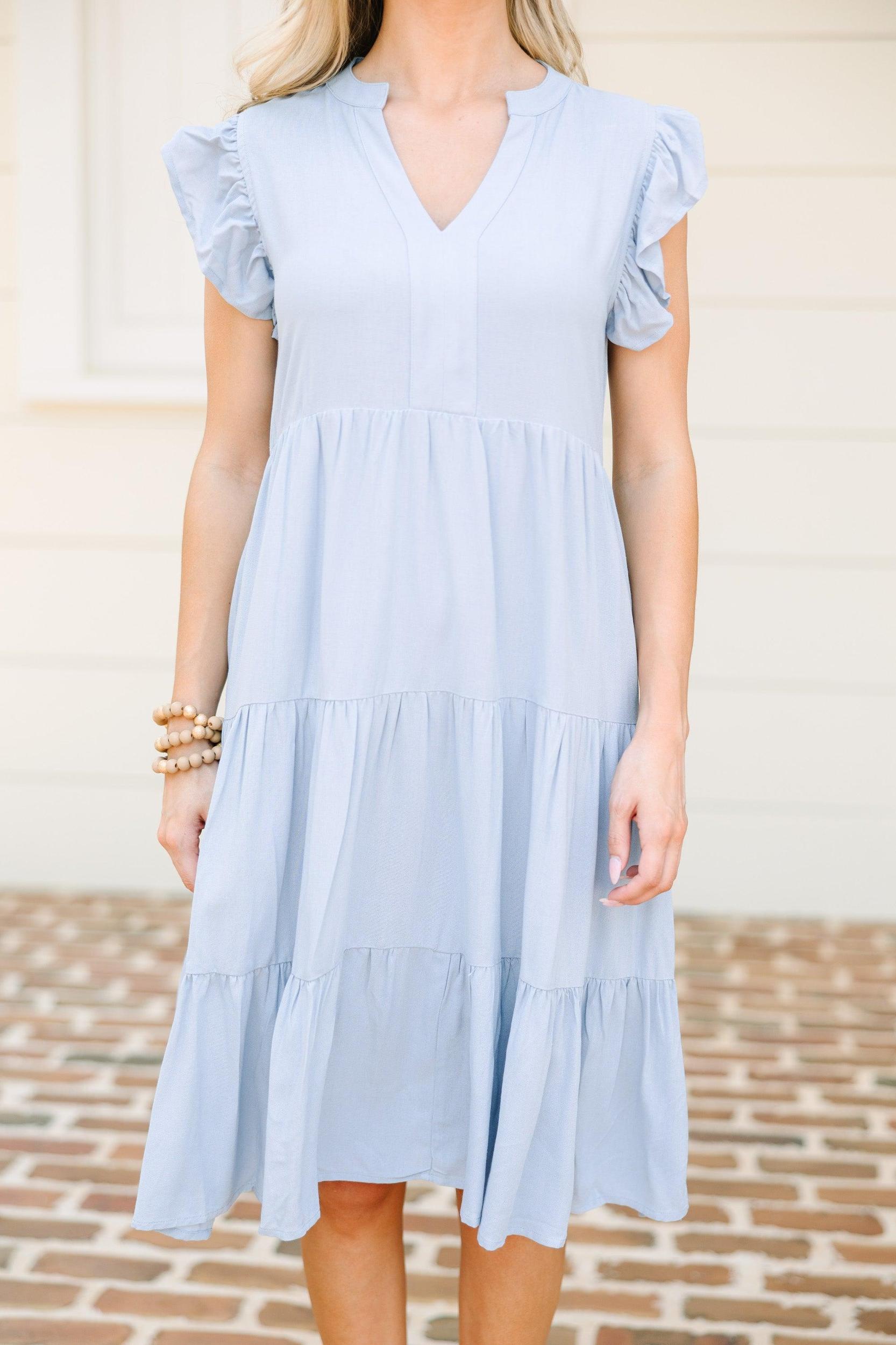 Make It Your Own Light Blue Tiered Dress Female Product Image