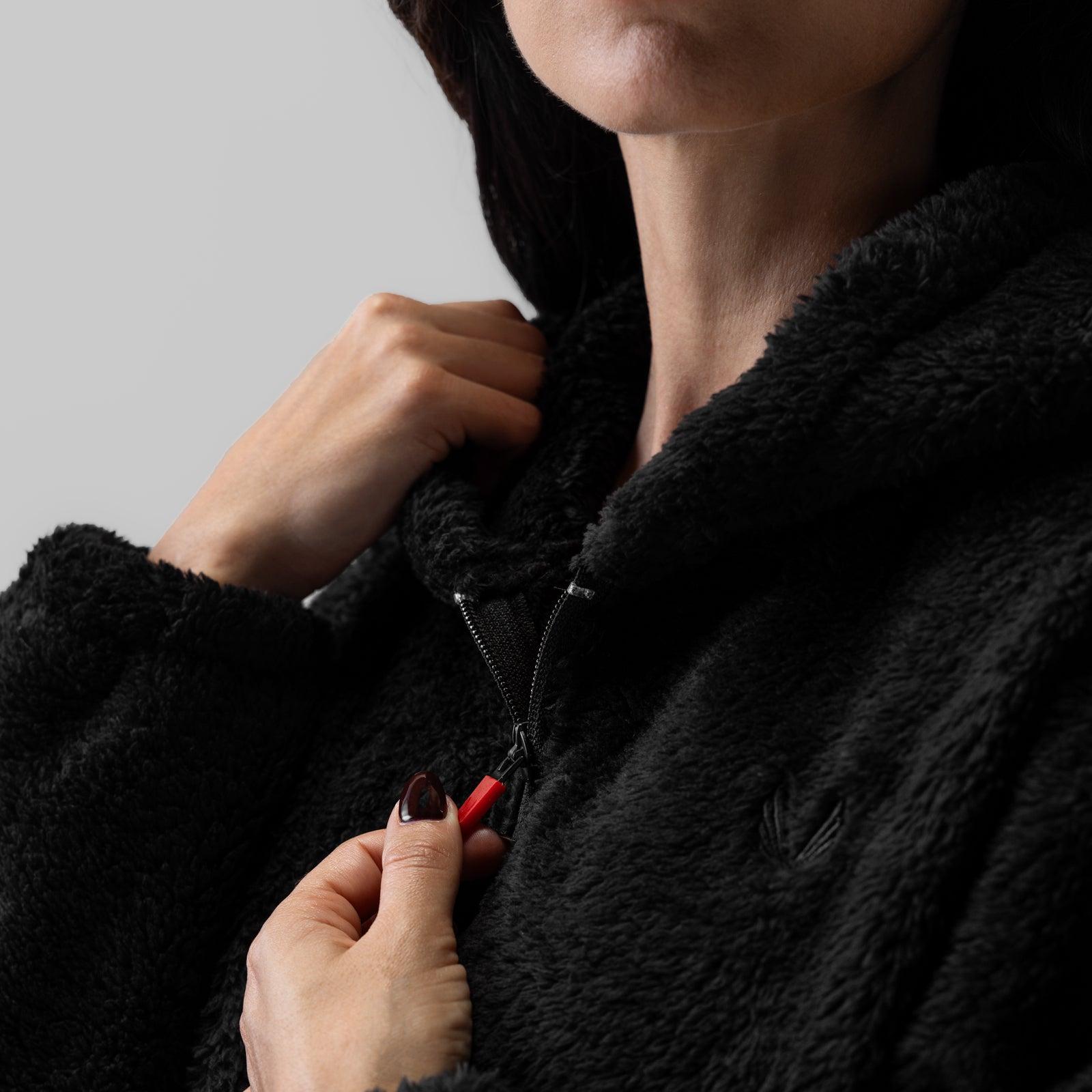 1005. Womens Sherpa Recovery Full Zip Hoodie - Black/White Female Product Image
