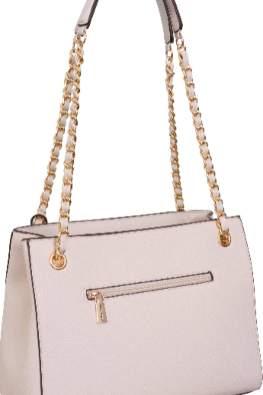 Max Studio Pebble Grain Double Handle Chain Tote Product Image