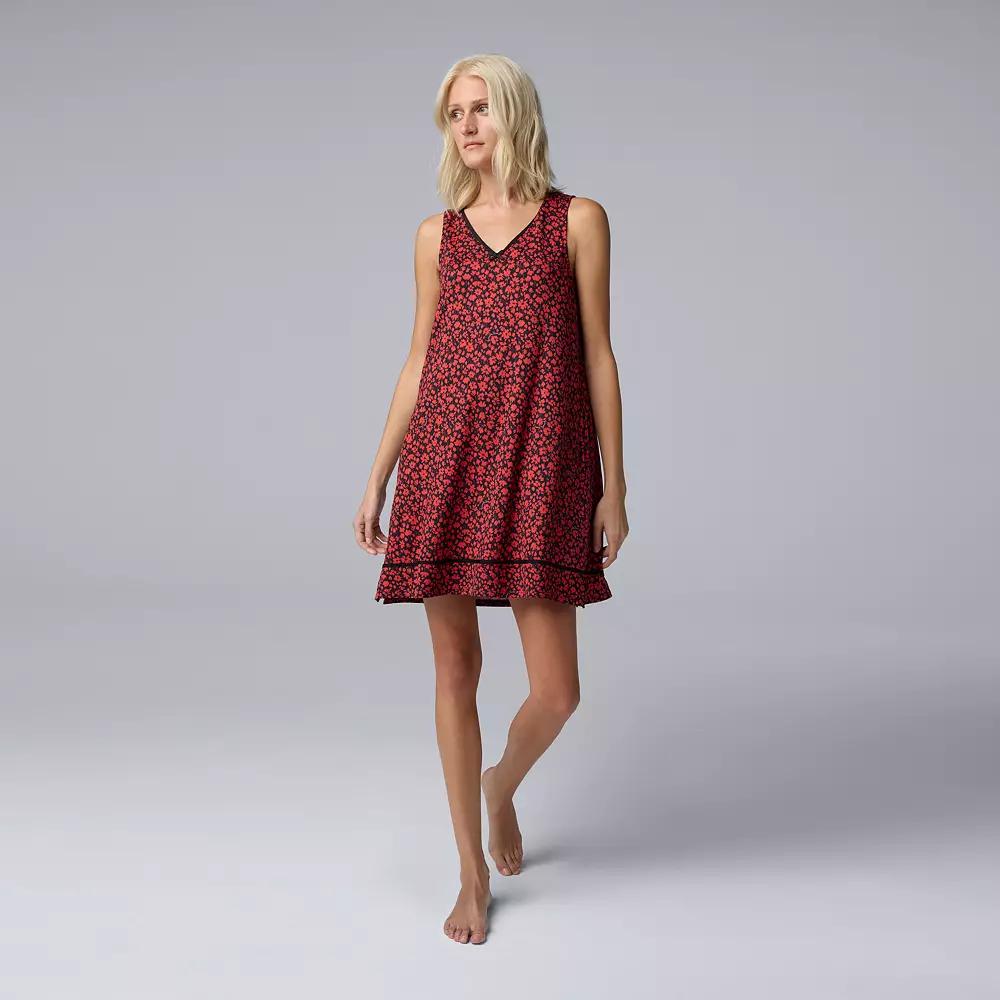 Women's Simply Vera Vera Wang Chemise, Size: Small, Red Ditsy Product Image