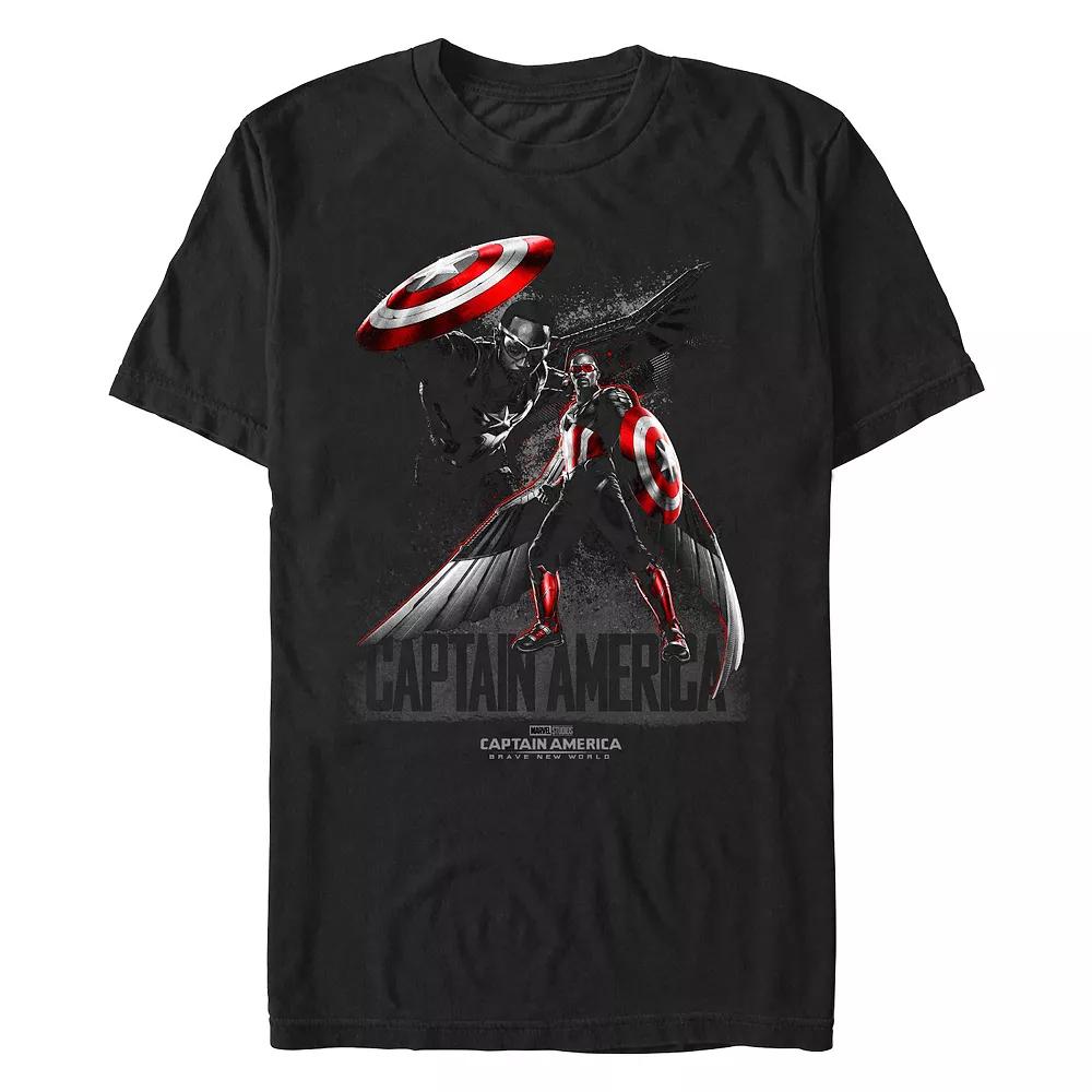 Men's Marvel Captain America Brave New World Wingsuit And Shield Poster Graphic Tee,  Product Image