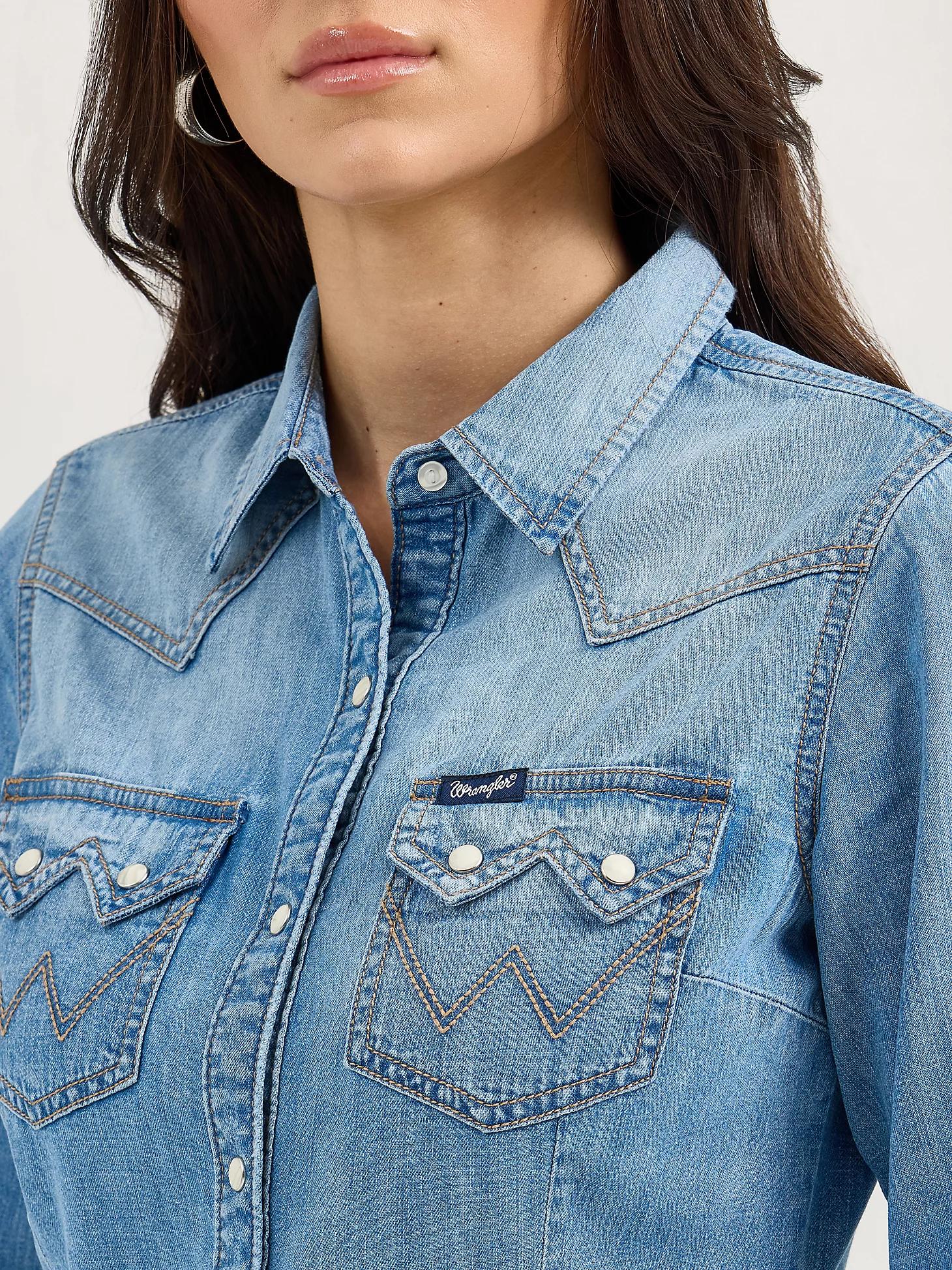 Women's Wrangler Denim Cowboy Snap Shirt | Women's TOPS | Wrangler® Product Image