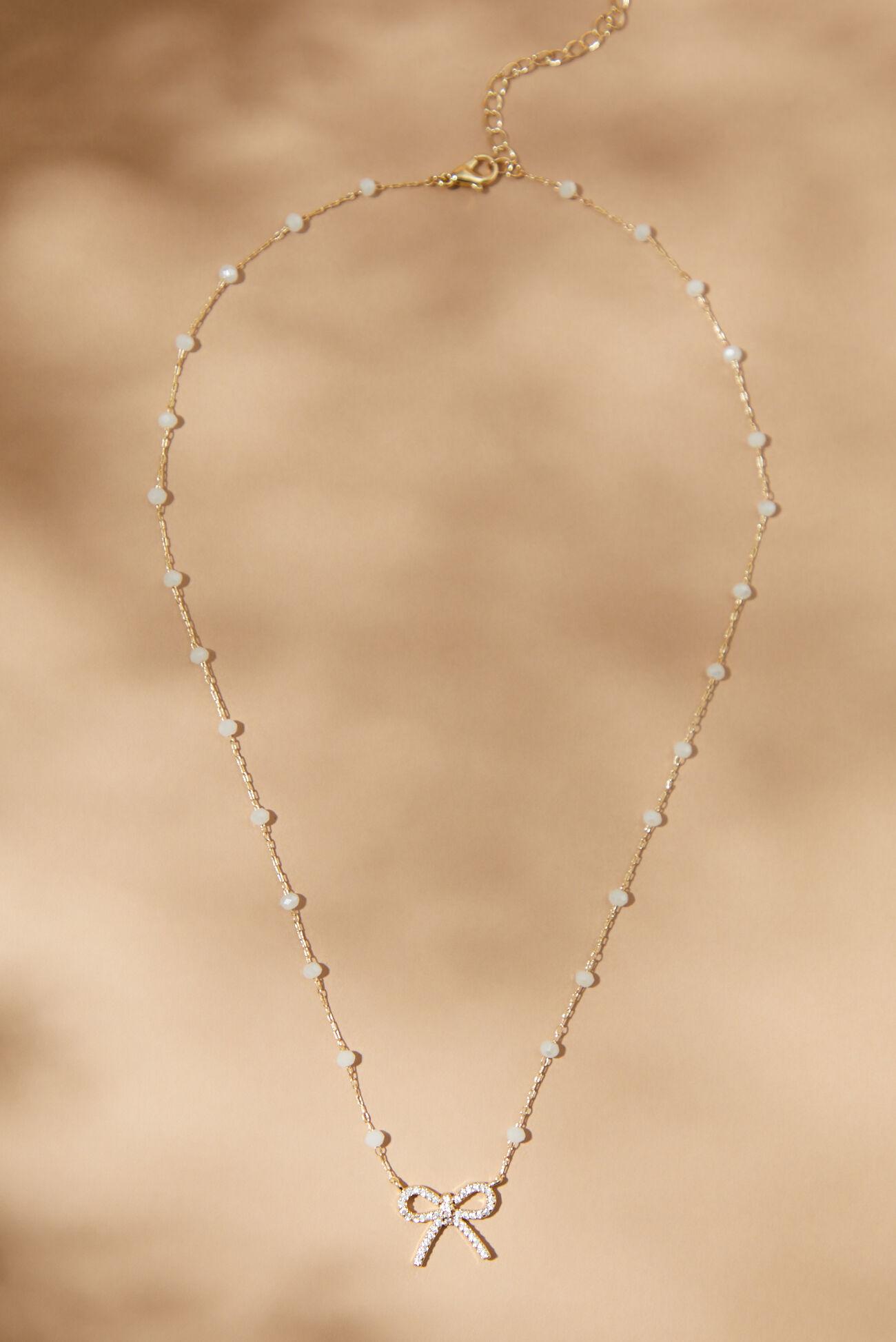 Diamond Charm Bow Necklace Product Image