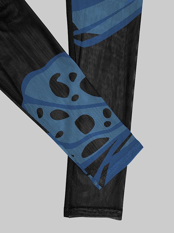 Long Sleeves Skinny Butterfly Print Split-Joint Mock Neck T-Shirts Tops Product Image