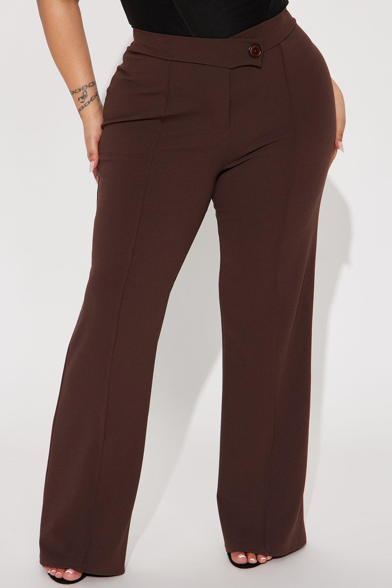 Petite Call It Even Wide Leg Dress Pants - Chocolate Product Image