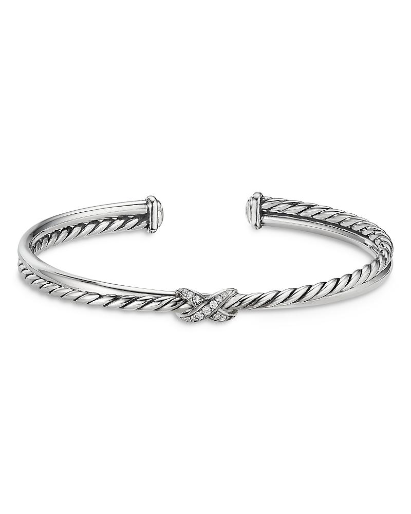 David Yurman Sterling Petite X Diamond Cuff Bracelet Product Image