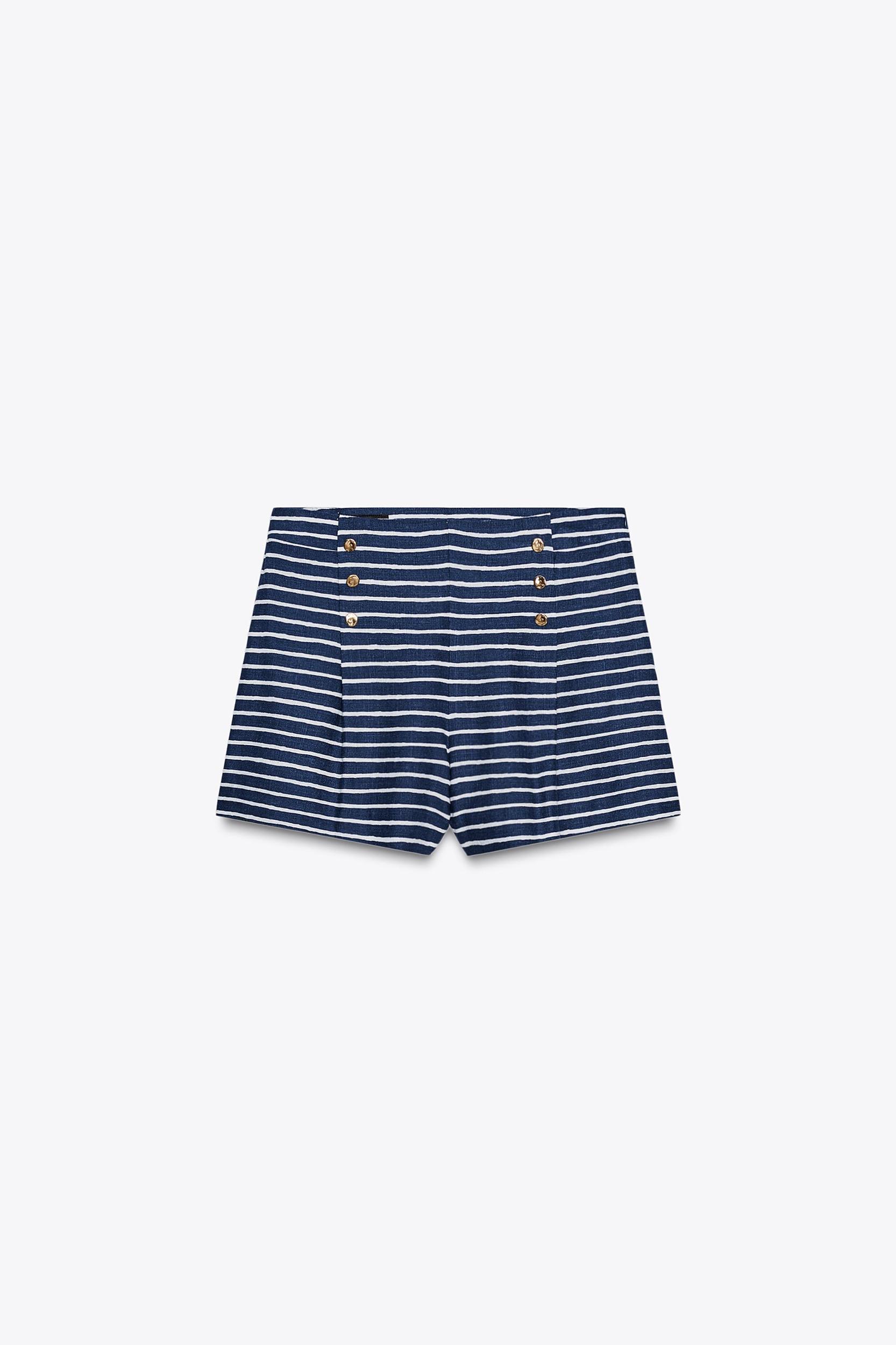 STRIPED LINEN SHORTS Product Image