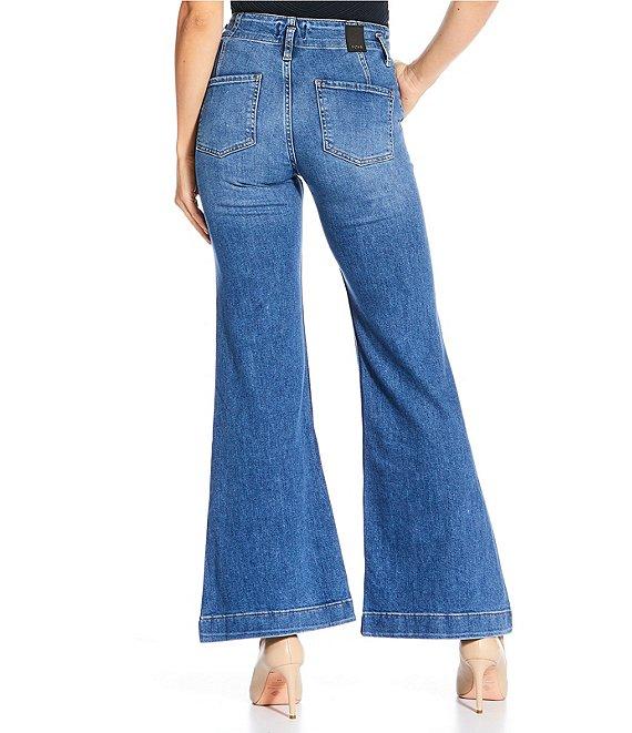 BOSS by Hugo Boss Rosalya Silk Cotton Blend Denim Flared Jeans Product Image