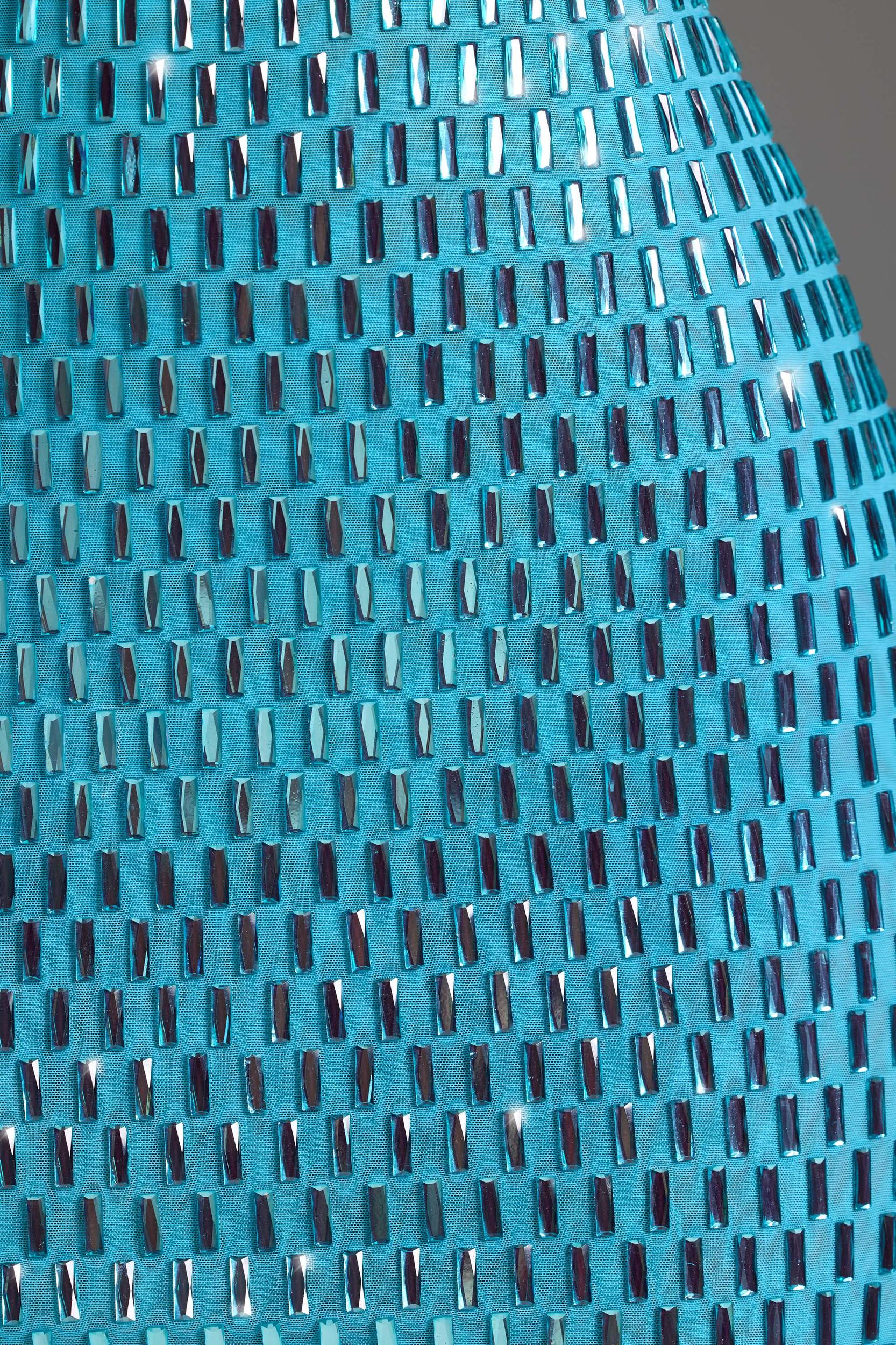 Embellished Cut-Out Mini Dress in Aqua Blue Product Image