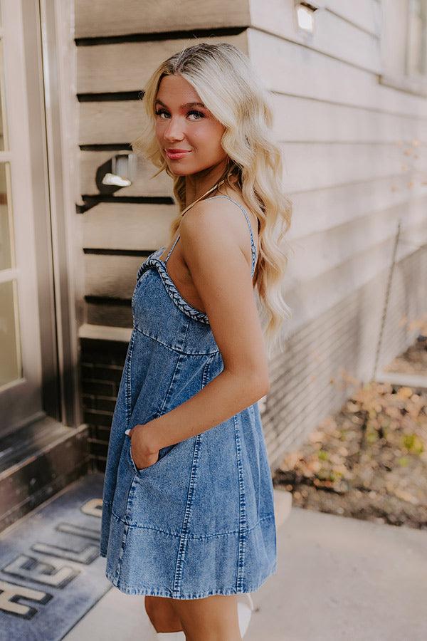 Nashville Nights Denim Mini Dress in Dark Wash Product Image