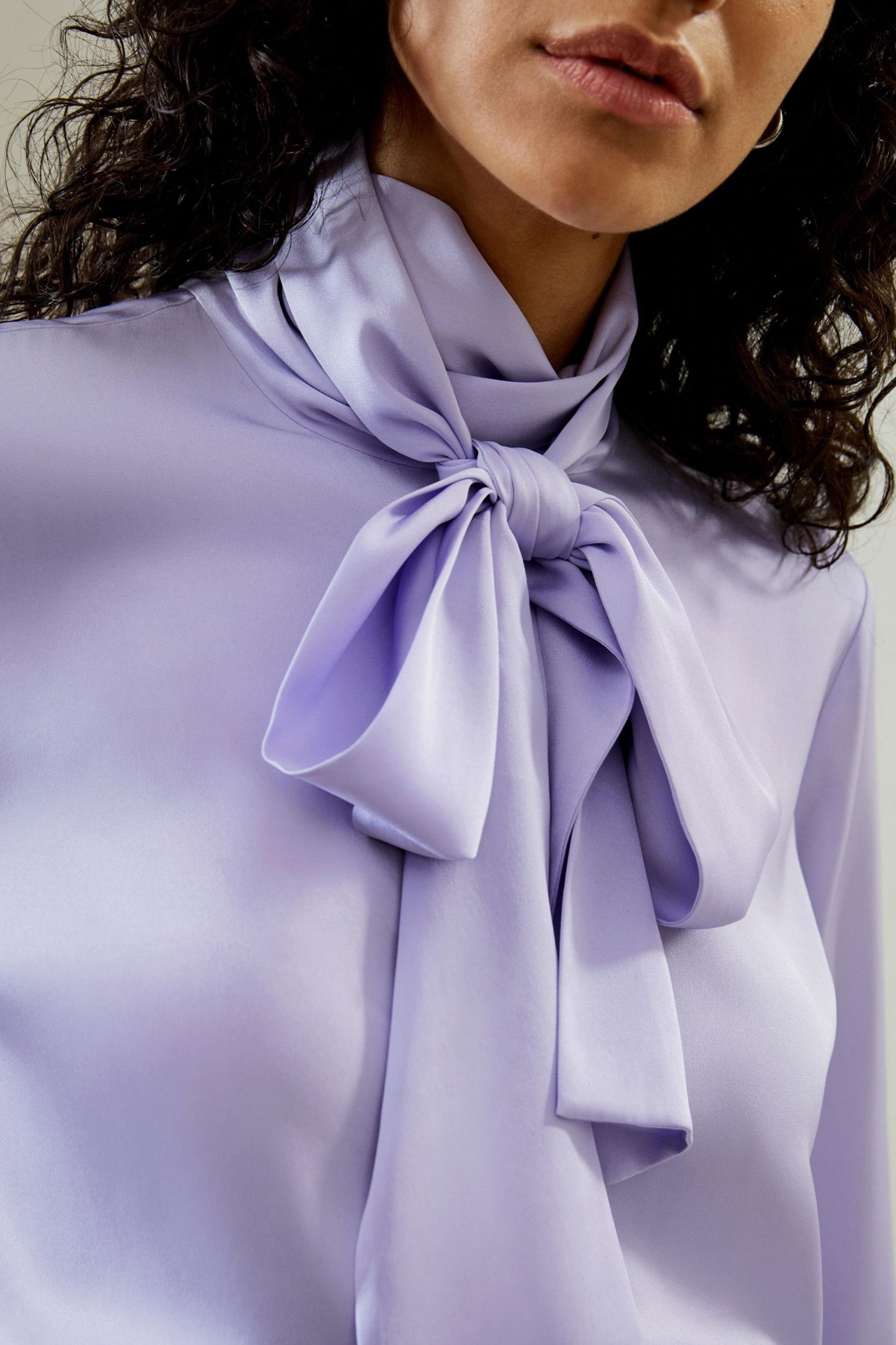 LILYSILK Silk Shirt Women Purple Pure Silk Elegant Cuff Shell Button Blouse M Product Image