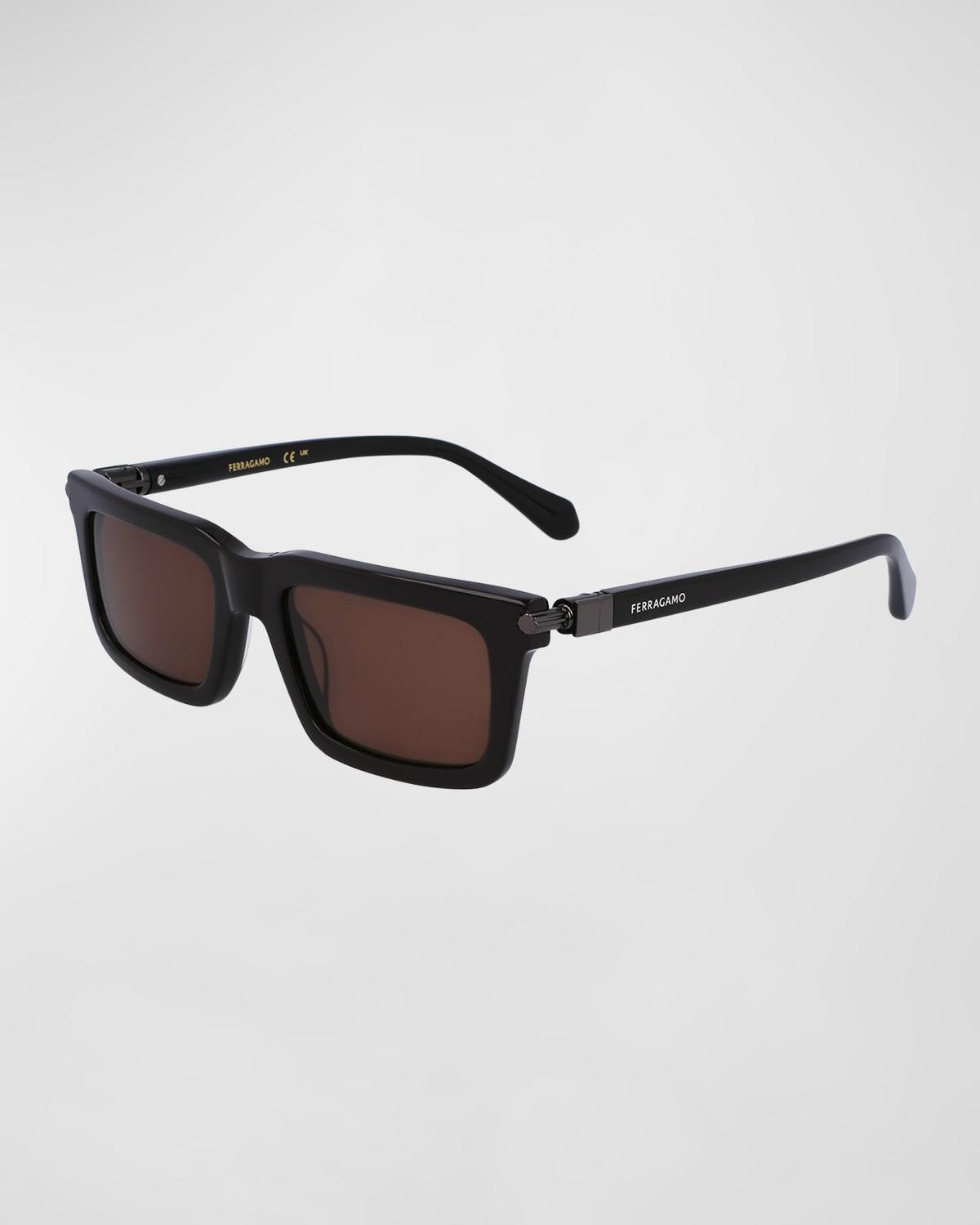 Mens Prisma Modified Acetate Rectangle Sunglasses, 53mm Product Image
