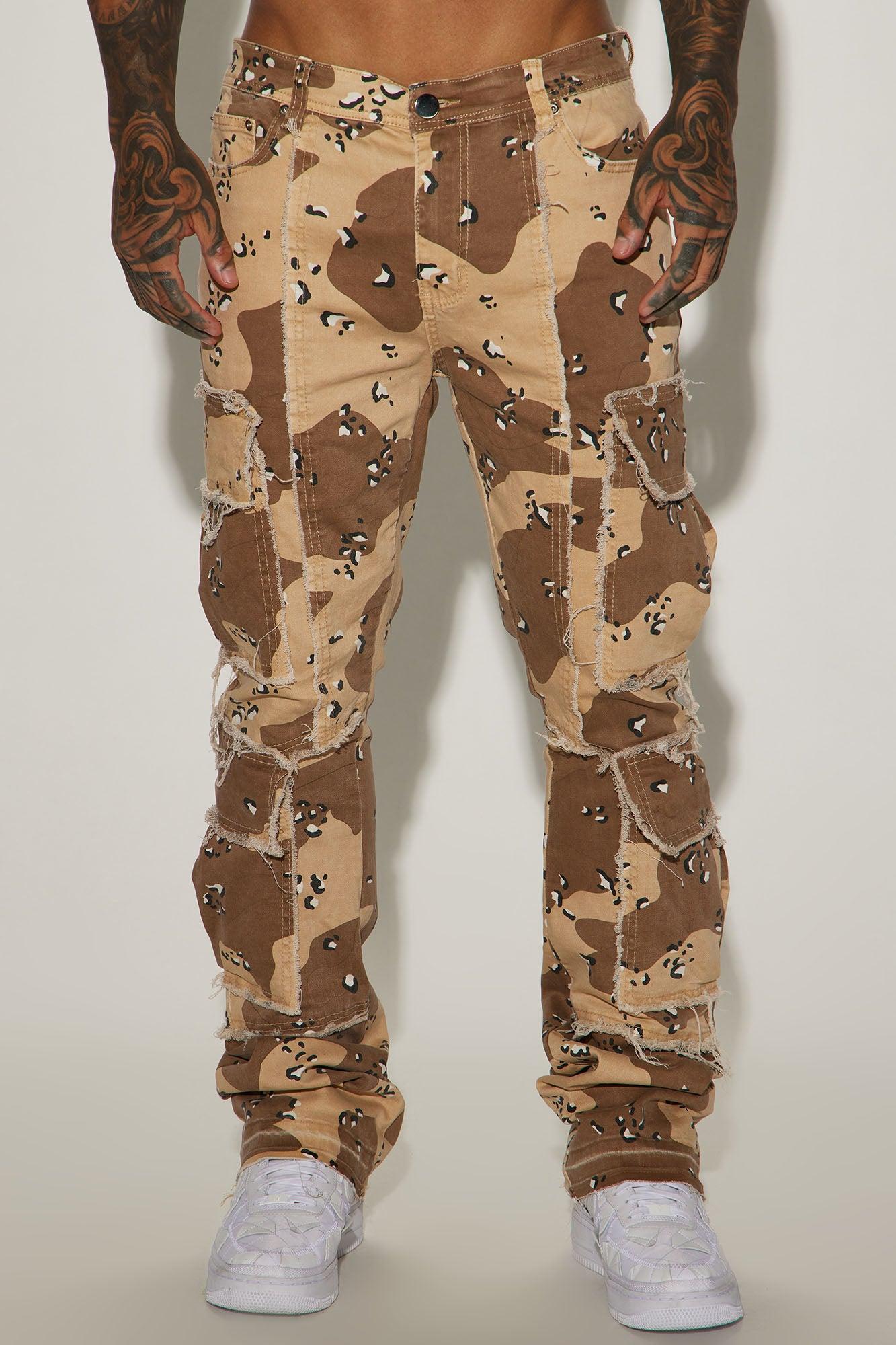 Shout Out Fray Stacked Skinny Flare Pants - Brown/combo Product Image