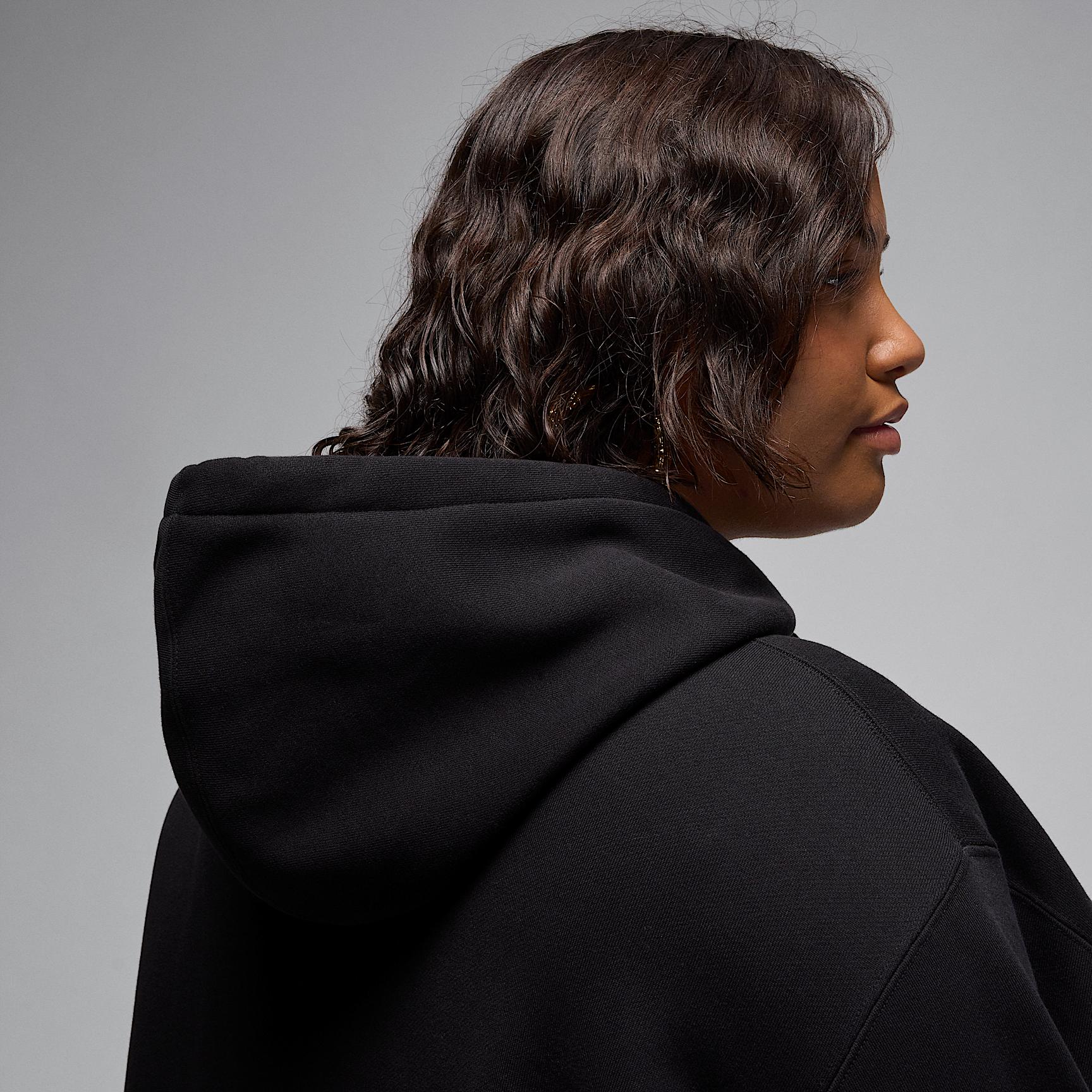 Womens Jordan Flight Fleece Satin-Lined Pullover Hoodie (Plus Size) | FV7052-010 Product Image