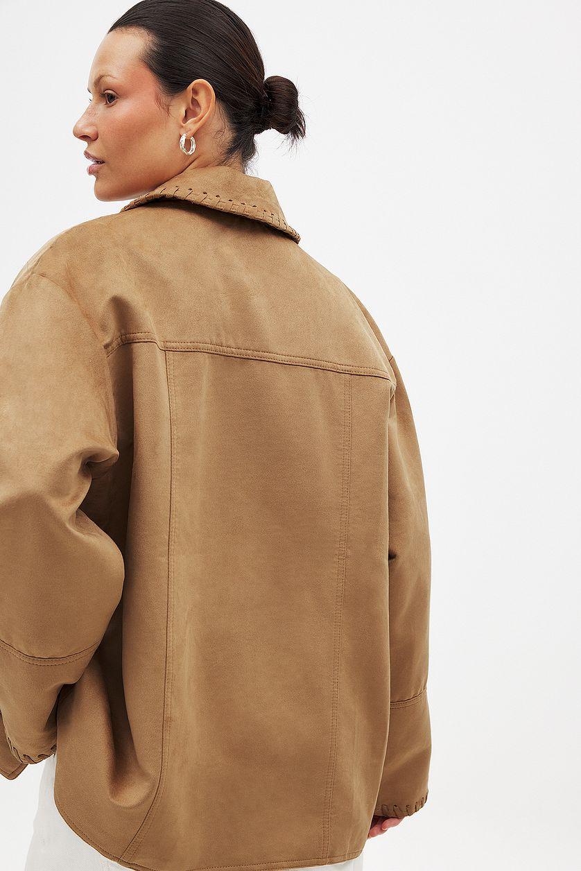 Faux Suede Seam Detail Jacket Product Image