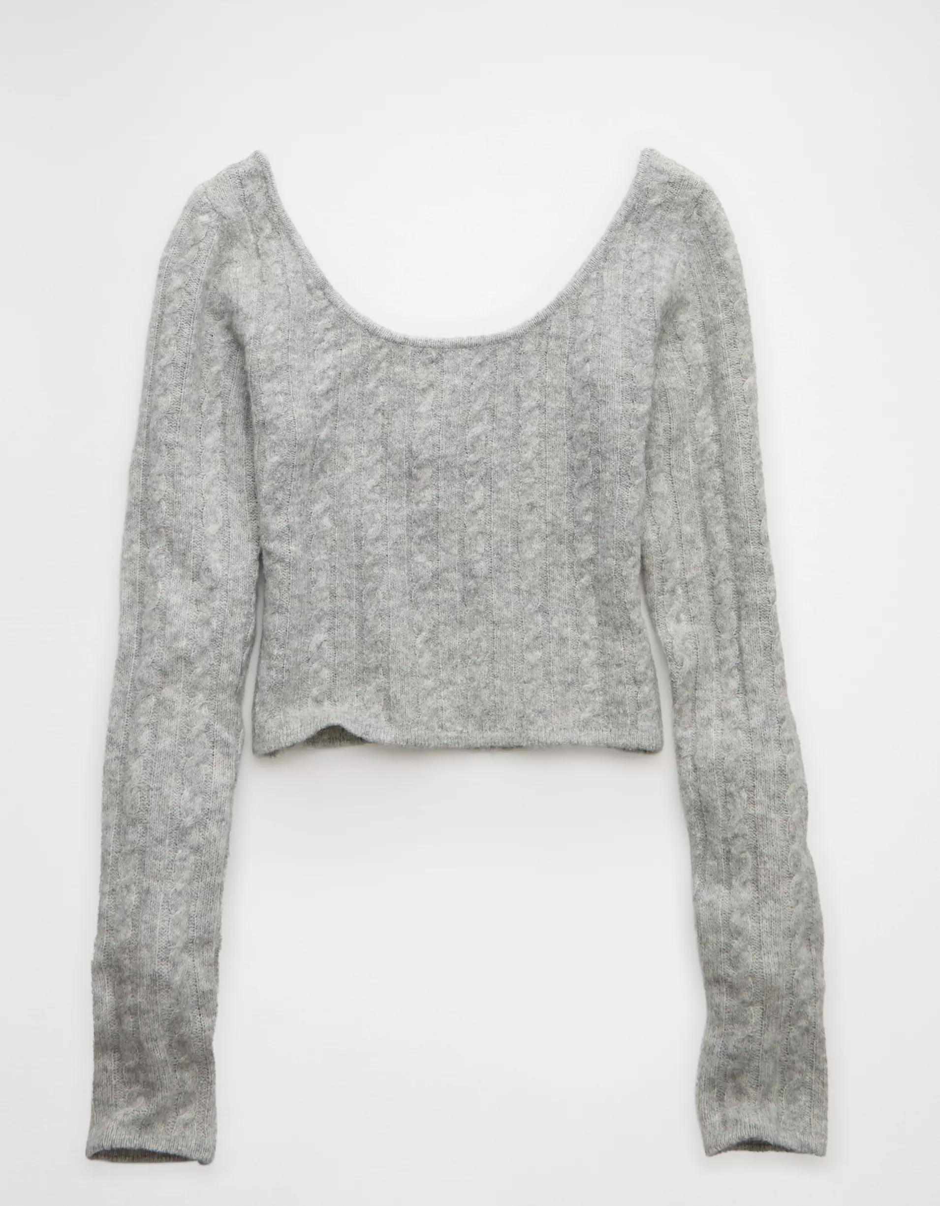 AE Whoa So Soft Cropped Scoop Neck Sweater Product Image