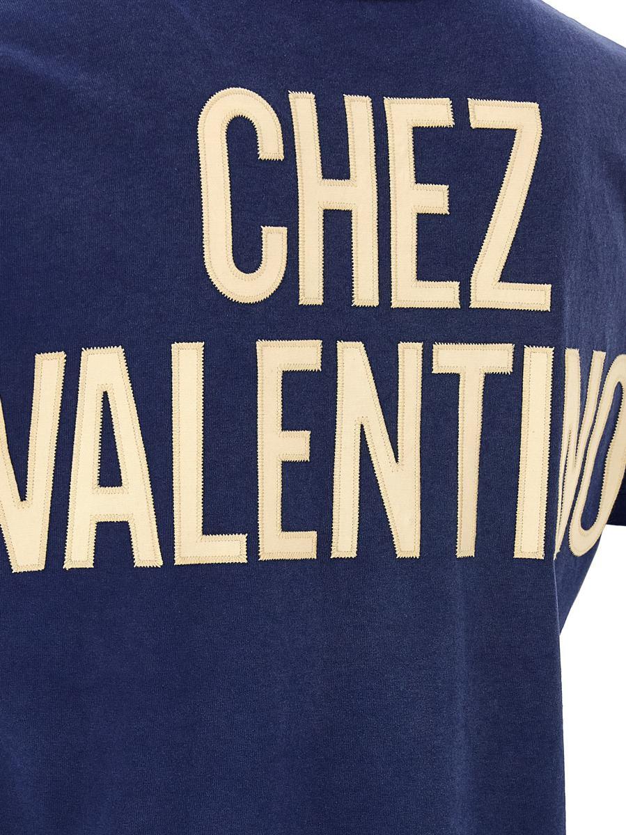 VALENTINO Garavani Navy Cotton T-shirt In Blue Product Image