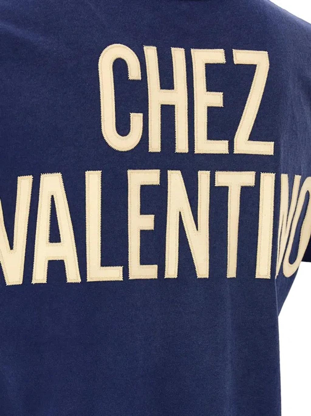 VALENTINO Garavani Navy Cotton T-shirt In Blue Product Image