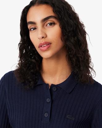 Regular Fit Ribbed Knit Polo Shirt Product Image