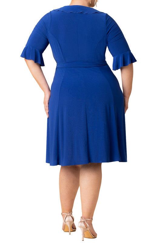 Cobalt Blue Barcelona Midi Wrap Dress - Plus Product Image