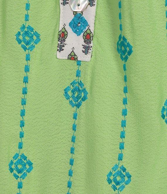 John Mark V-neck Long Sleeve Woven Multi Patchwork Tunic Product Image