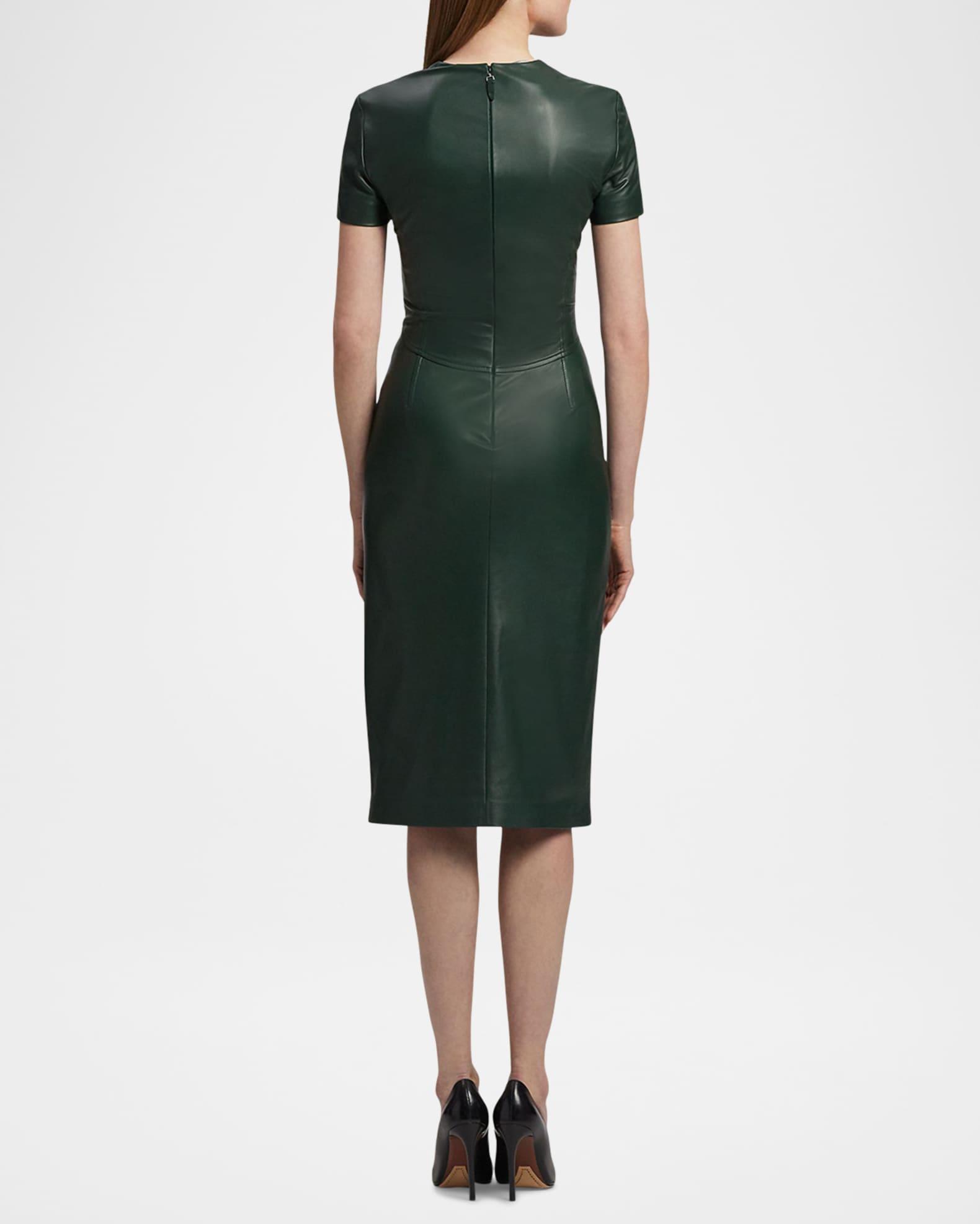 Bethanne Lambskin Leather Short-Sleeve Dress Product Image