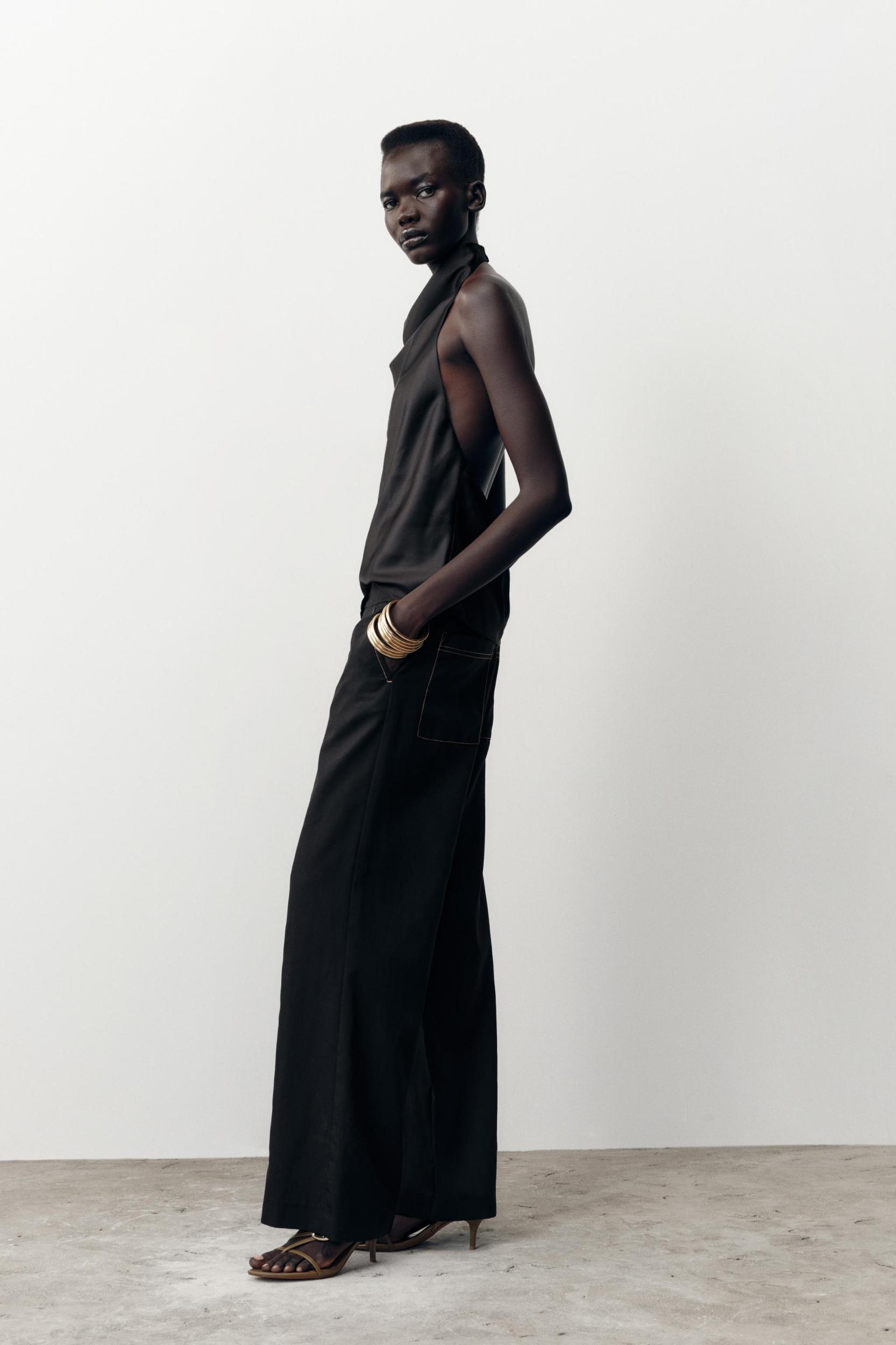 STRAIGHT LEG PANTS WITH CONTRASTING TOPSTITCHING Product Image