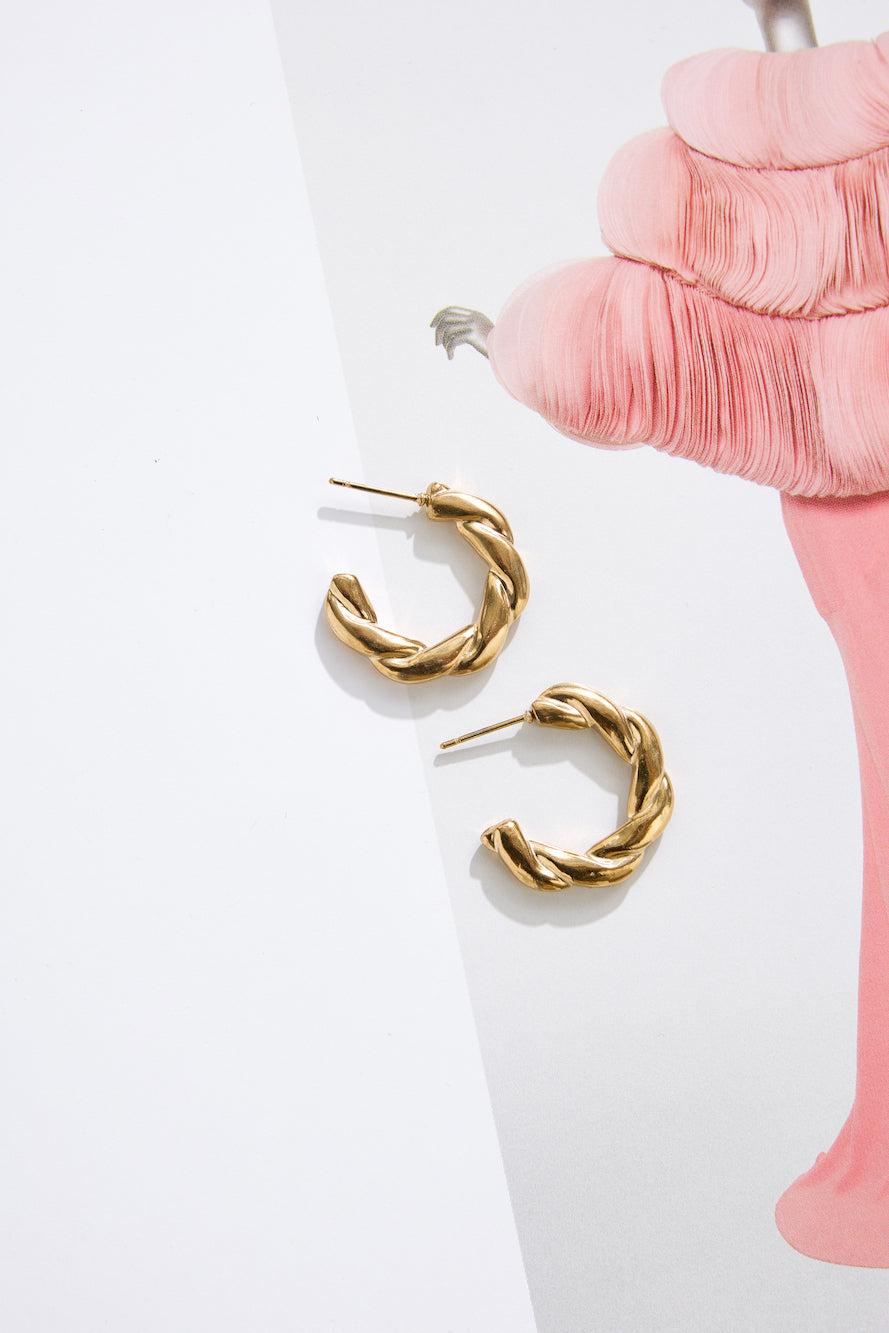 18k Gold Plated Empress Hoop Earrings Gold Product Image