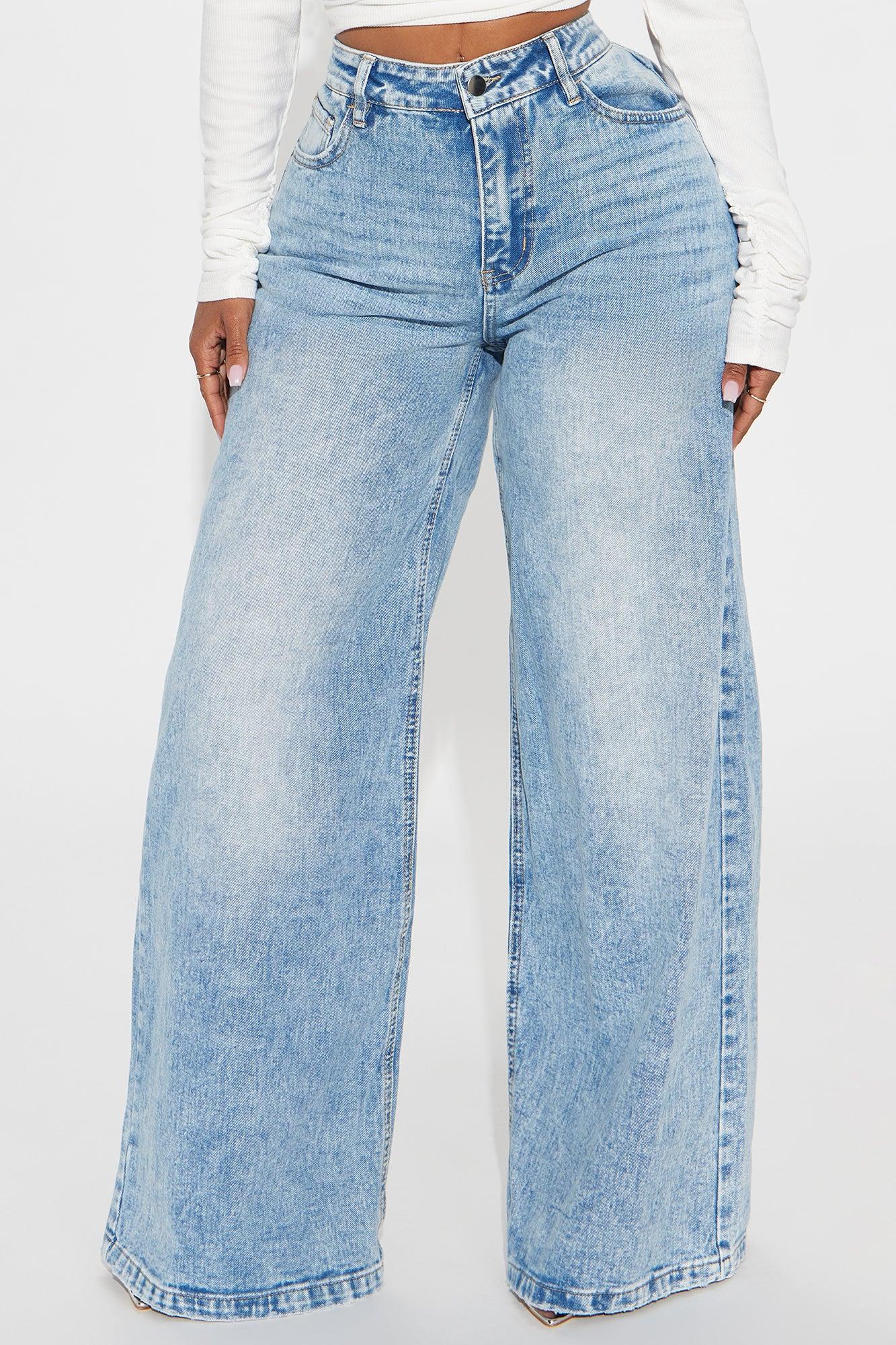 Brianca Bow Wide Leg Jeans - Acid Wash Product Image