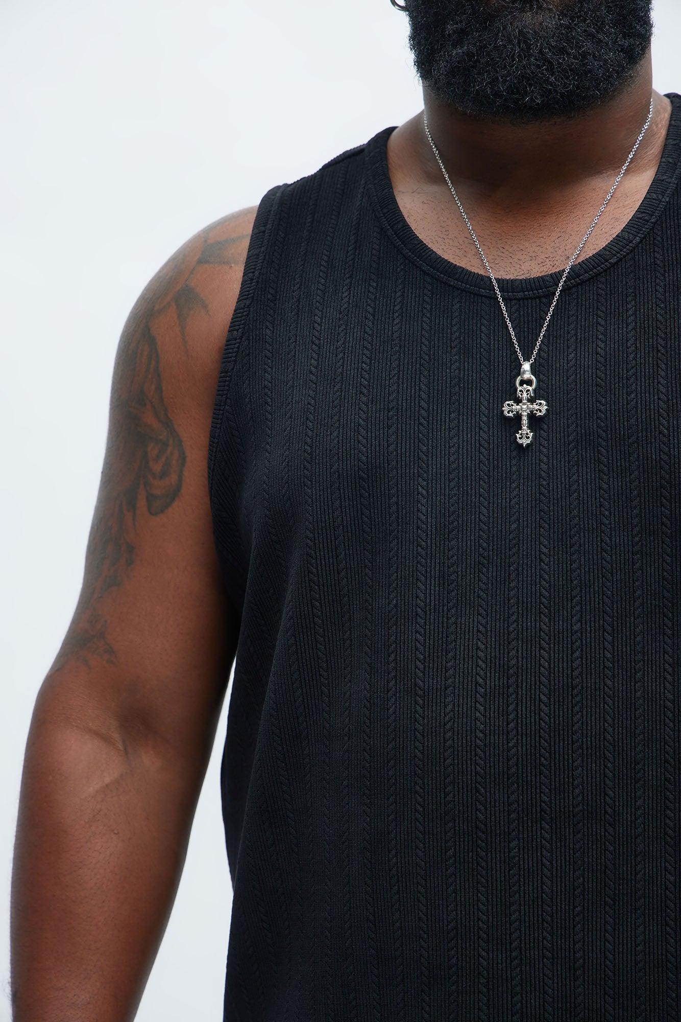 Cefalo Sweater Textured Relaxed Tank - Black Product Image