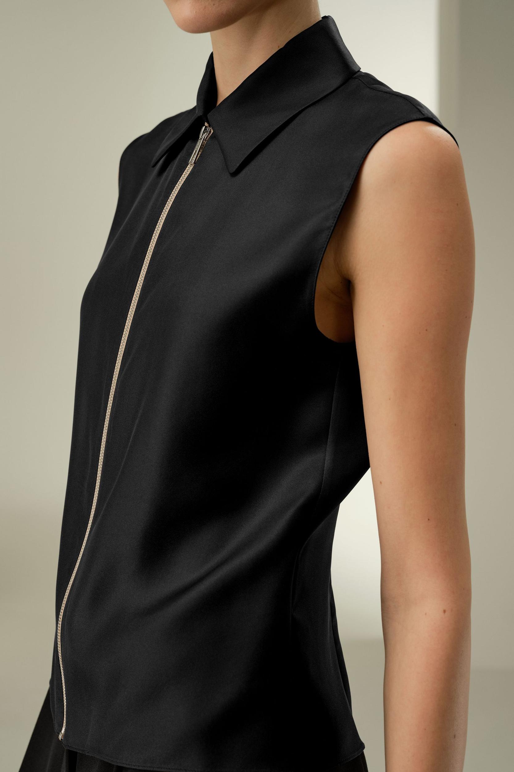 LILYSILK Silk Top Sleeveless - Female - Black 100% Pure Silk - Functional Zipper Placket Camisole XL Product Image
