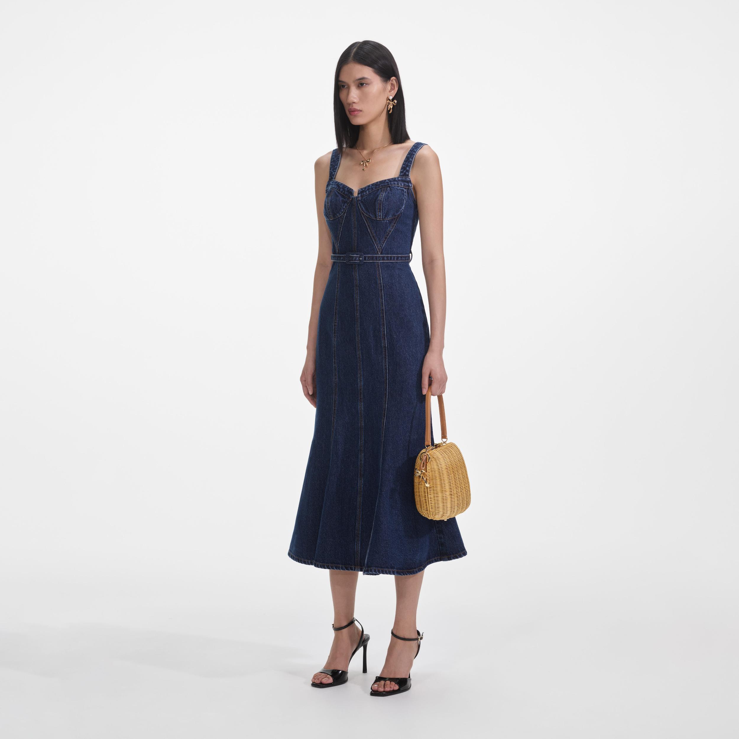 Denim Sweetheart Midi Dress Product Image