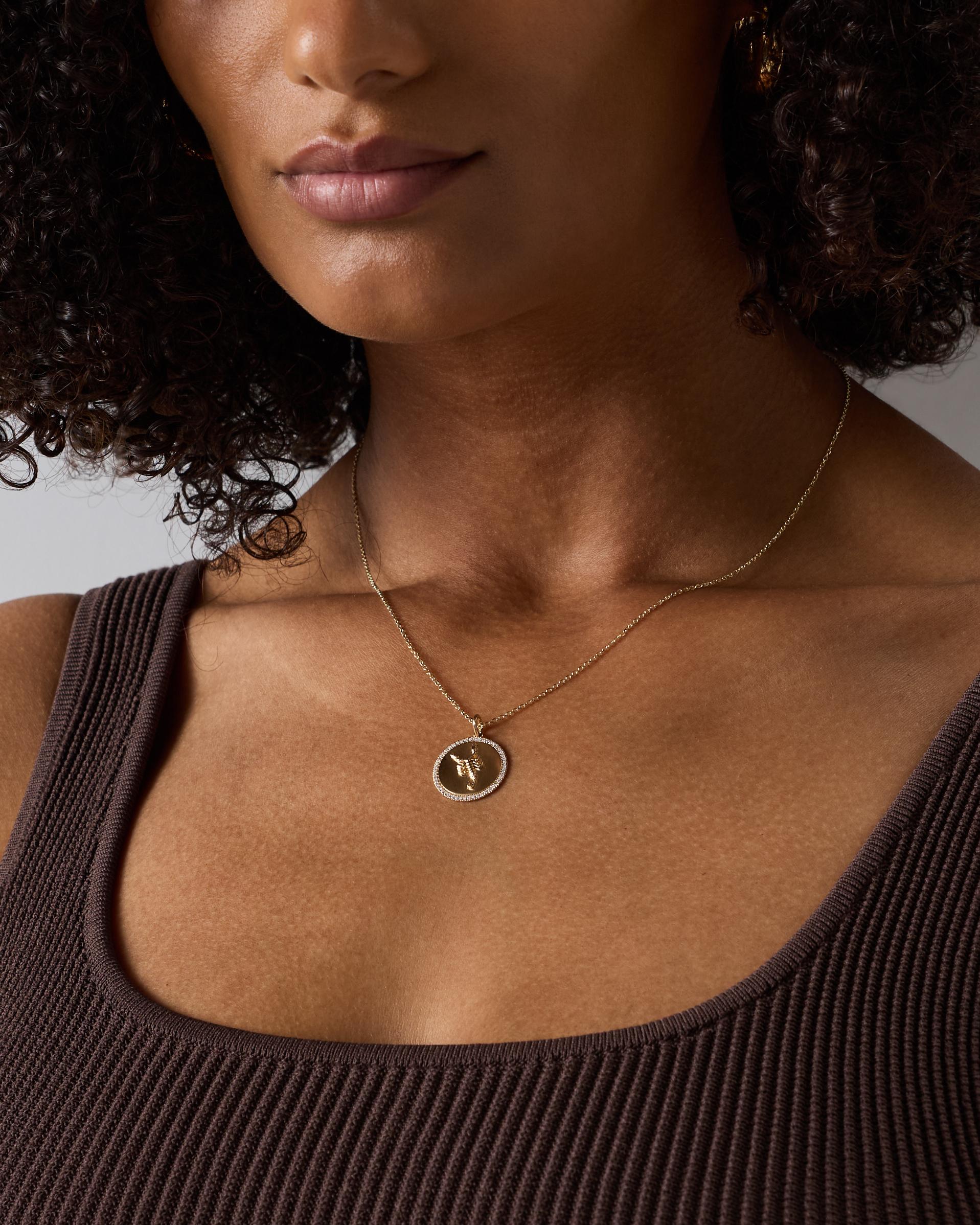 Quince | Women's 14K Gold Pave Zodiac Medallion Charm Product Image