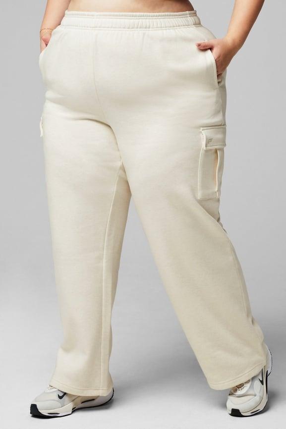Cozy Fleece Wide Leg Cargo Sweatpant Product Image